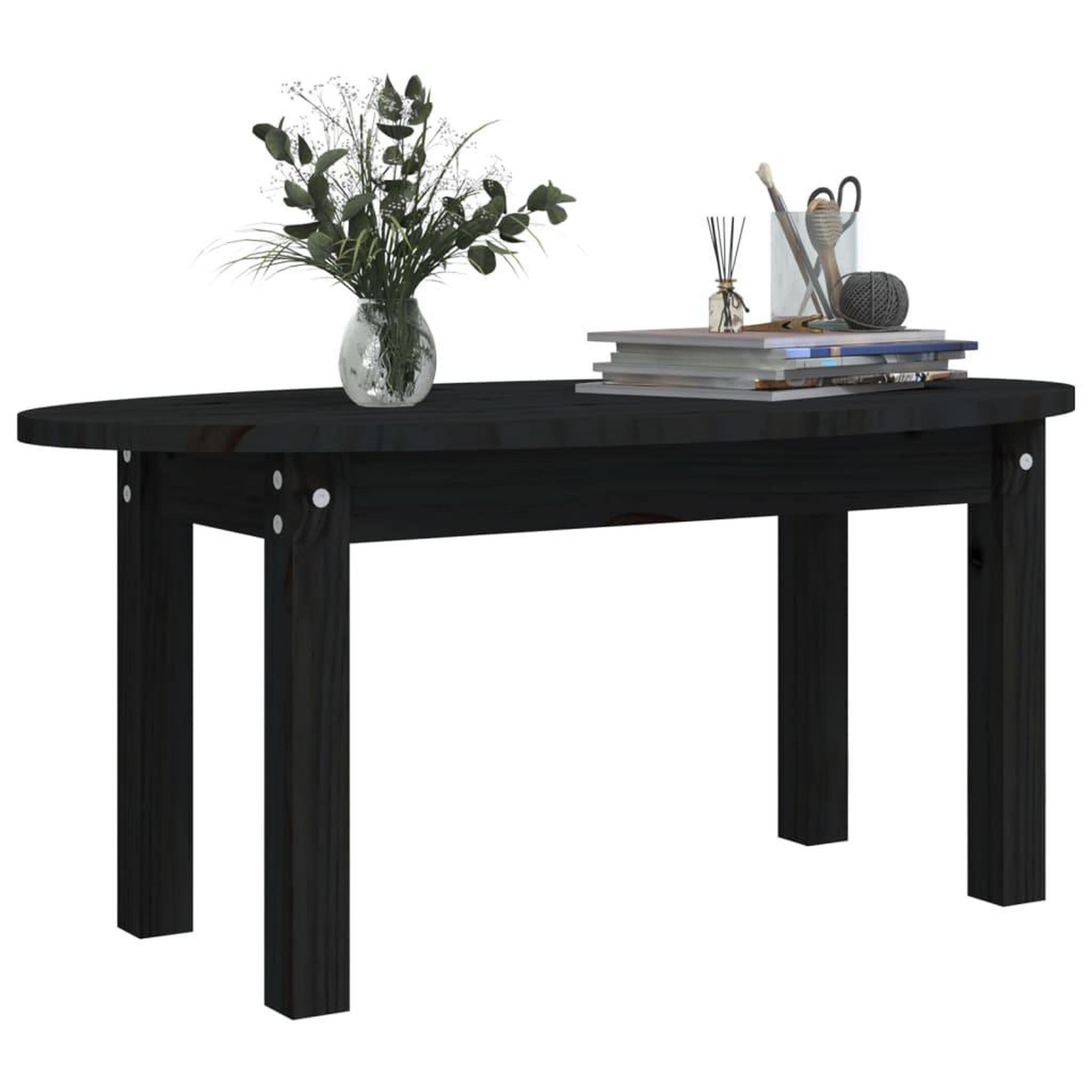 Voir la diapositive 4 : VIDAXL Table basse Noir 80x40x35 cm Bois massif de pin