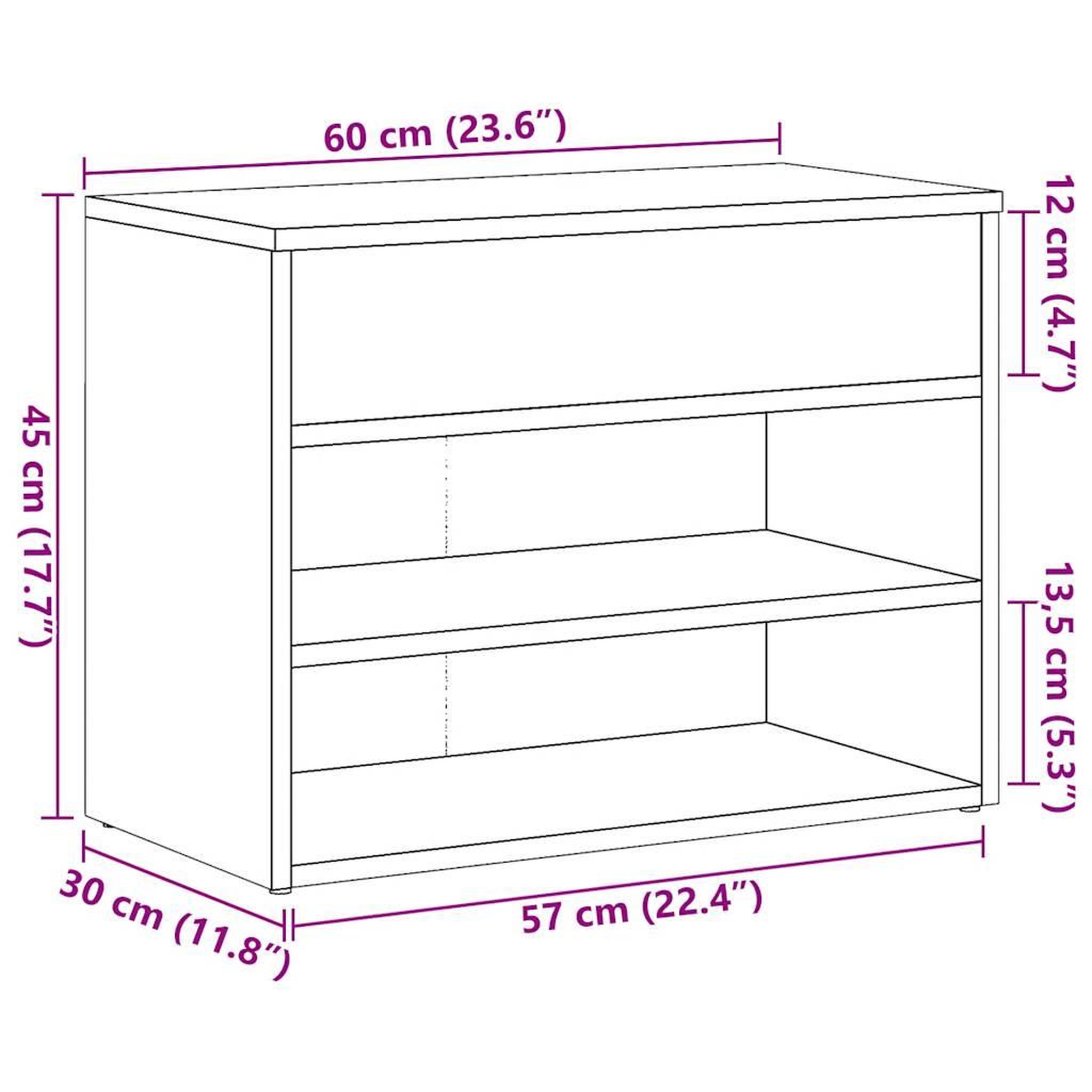 Voir la diapositive 6 : VIDAXL Banc a chaussures vieux bois 60x30x45 cm bois d'ingenierie
