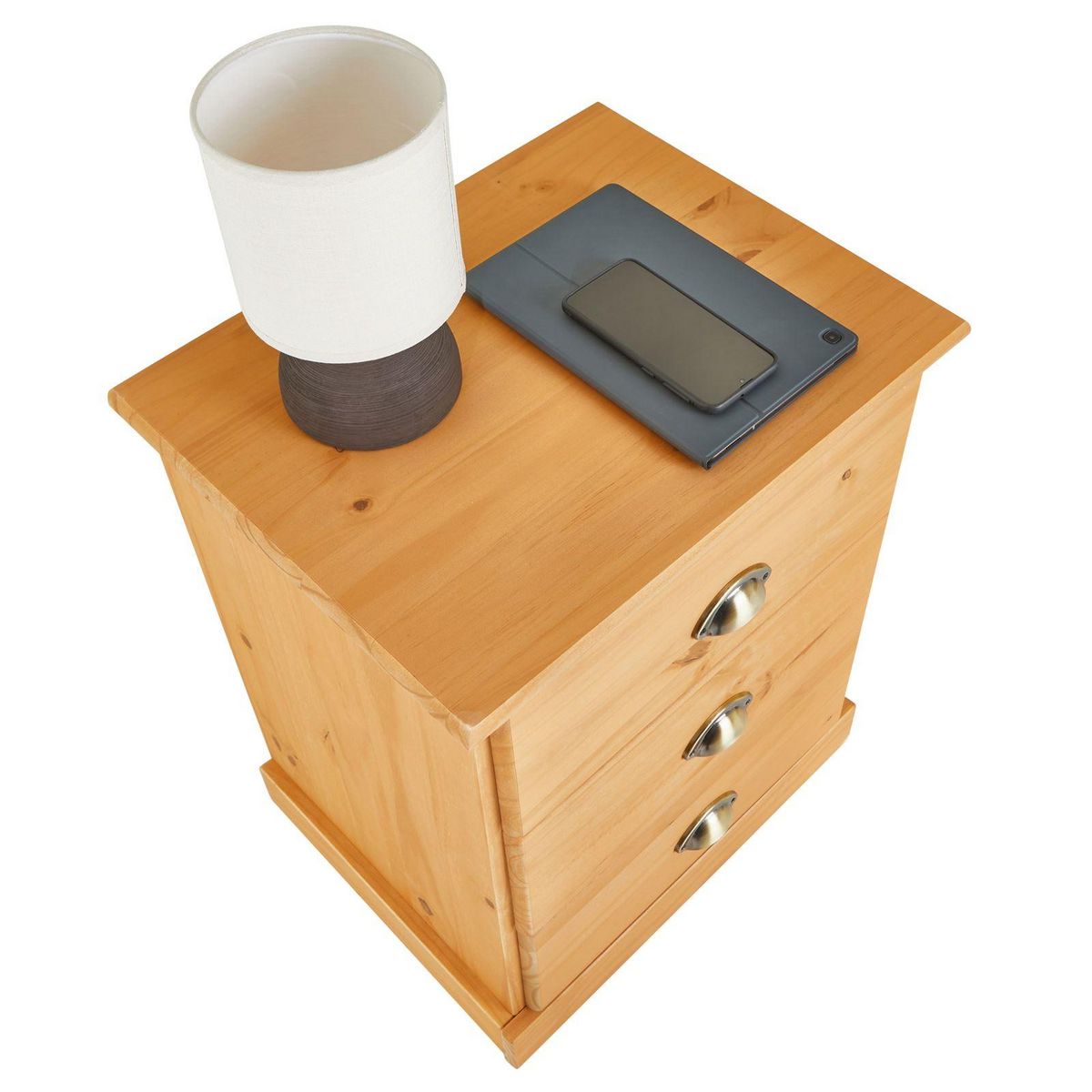 IDIMEX Table de chevet PARIS en pin massif, 3 tiroirs