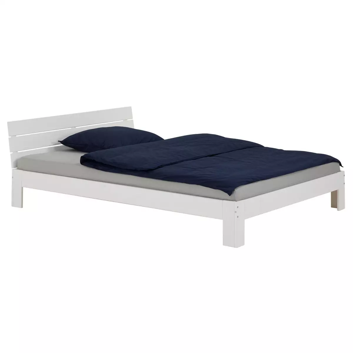 IDIMEX Lit double pour adulte THOMAS avec tête de lit, couchage 140 x 200 cm 2 places / 2 personnes, en pin massif lasuré blanc