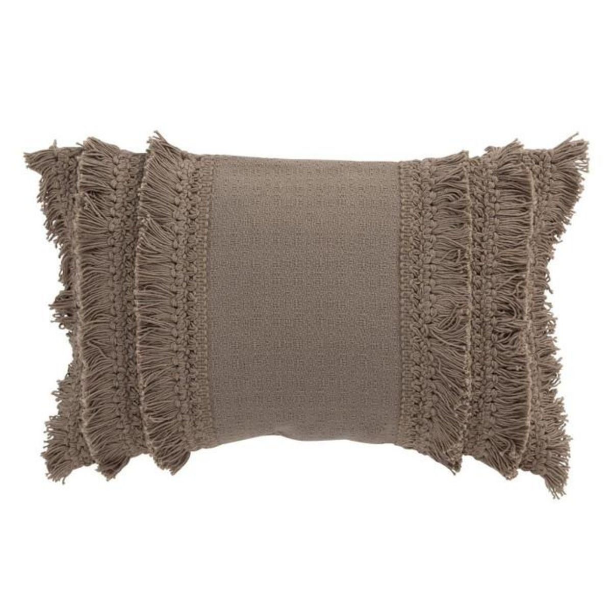 Paris Prix Coussin Déco  Bord Floches  30x45cm Taupe