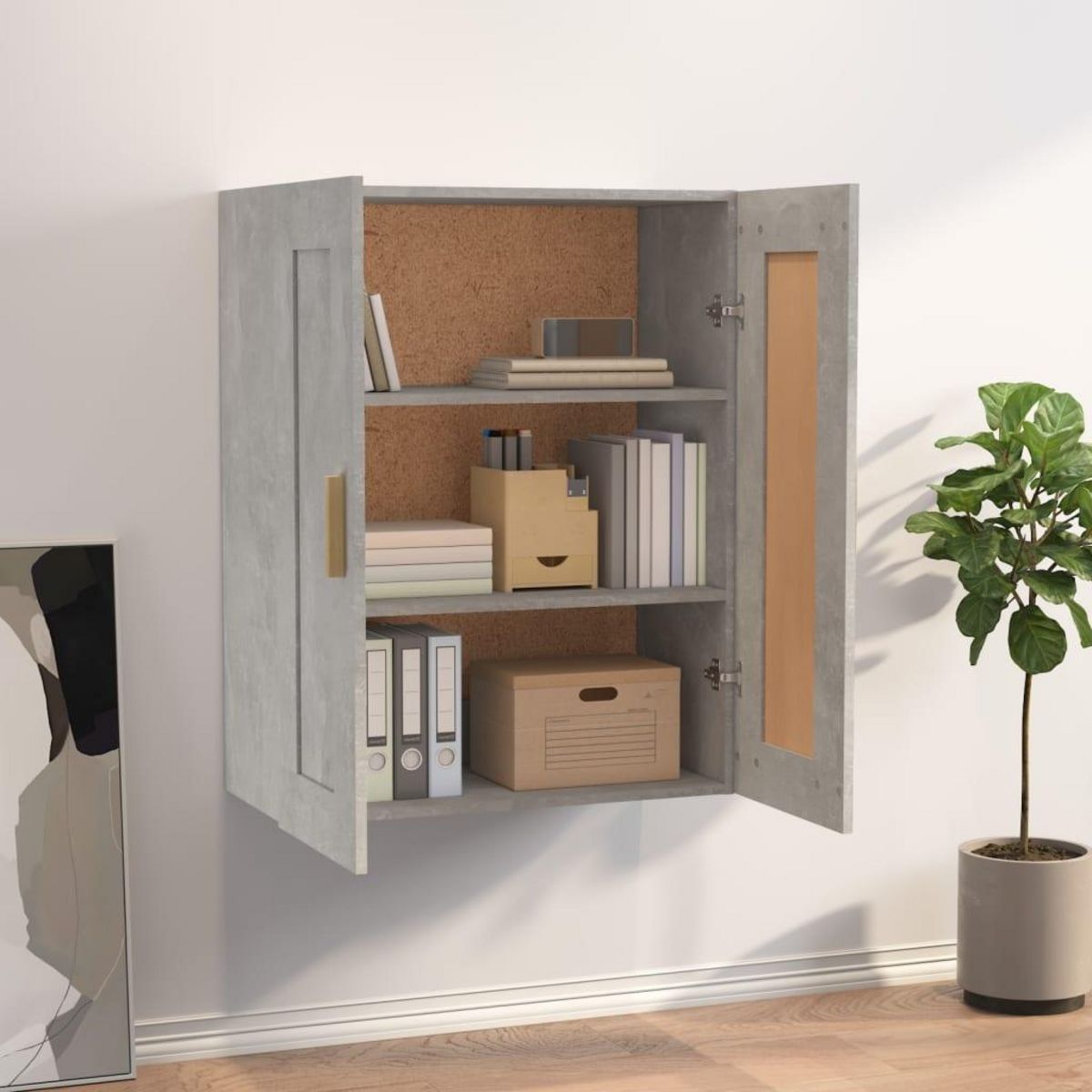 VIDAXL Armoire murale gris beton 69,5x32,5x90 cm bois d'ingenierie