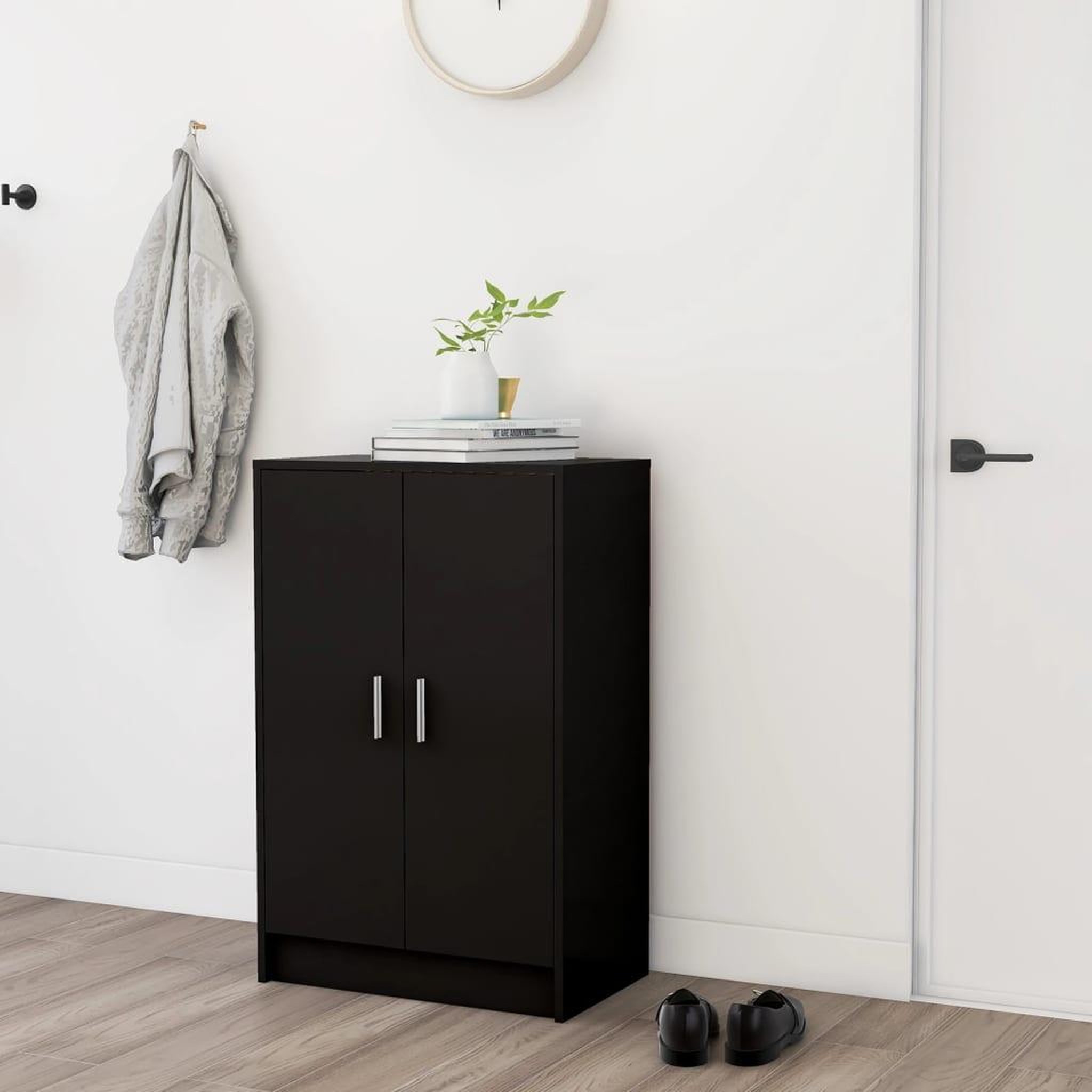 Voir la diapositive 3 : VIDAXL Armoire a chaussures Noir 60x35x92 cm Bois d'ingenierie