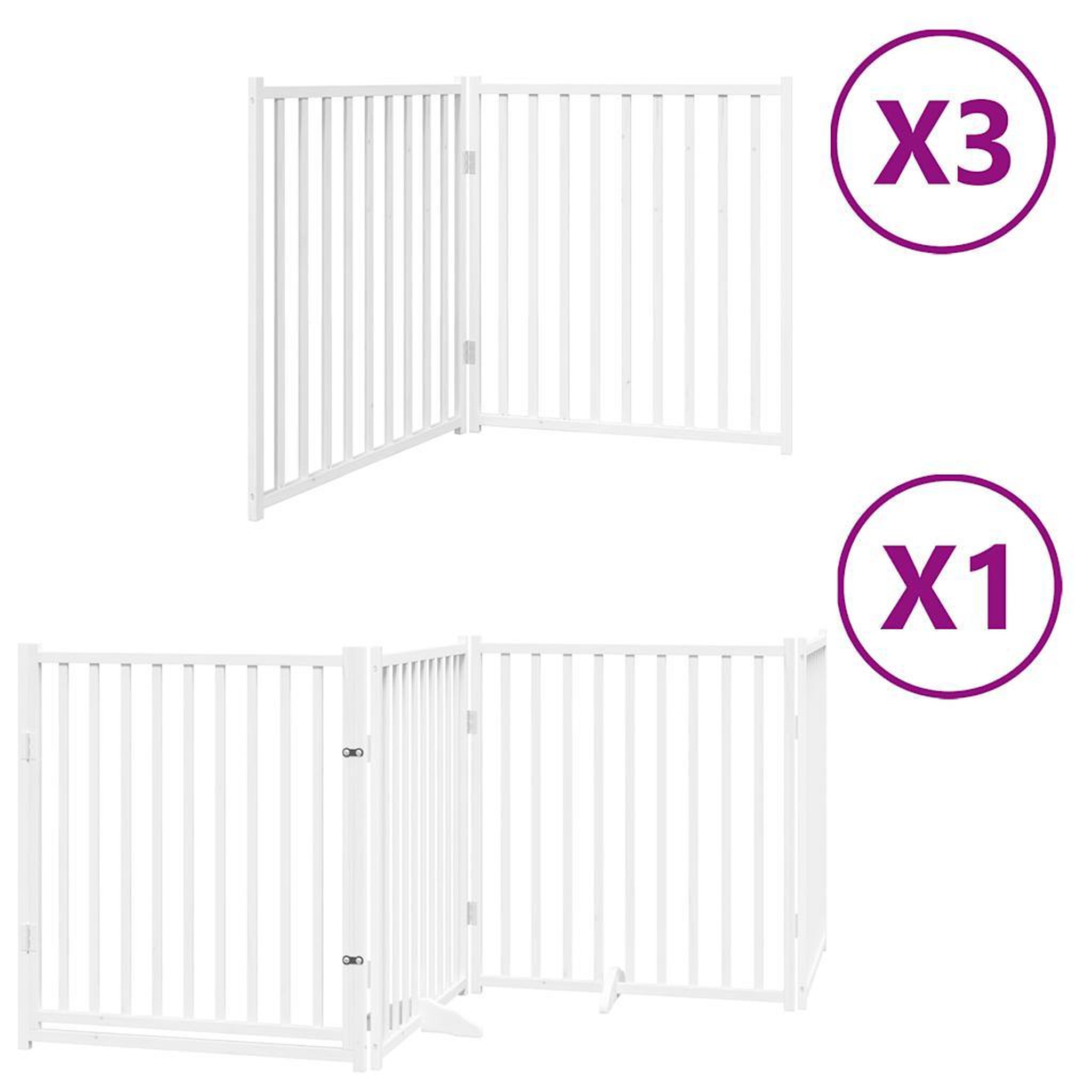 Voir la diapositive 2 : VIDAXL Barriere pour chien porte pliable 10 panneaux bois de peuplier