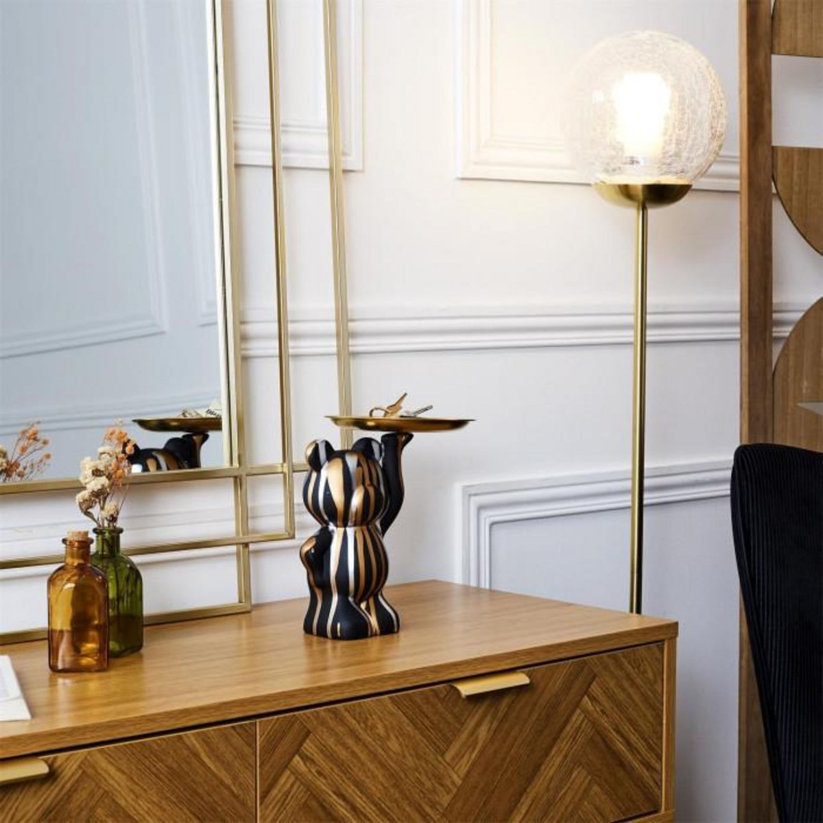 Paris Prix Vide-Poche Statue  Ourson  23cm Noir