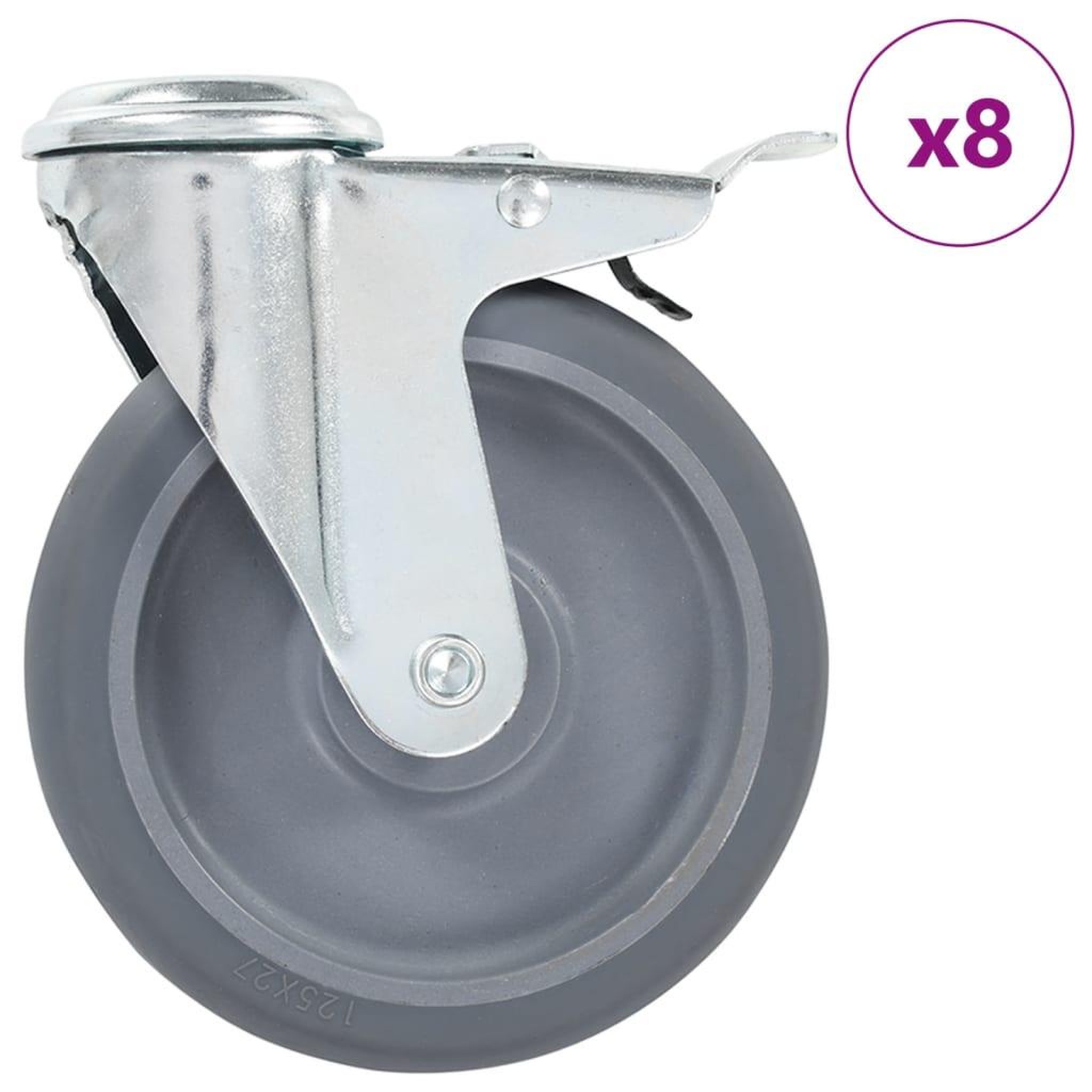 VIDAXL 8 pcs Roulettes pivotantes a trou de boulon 125 mm