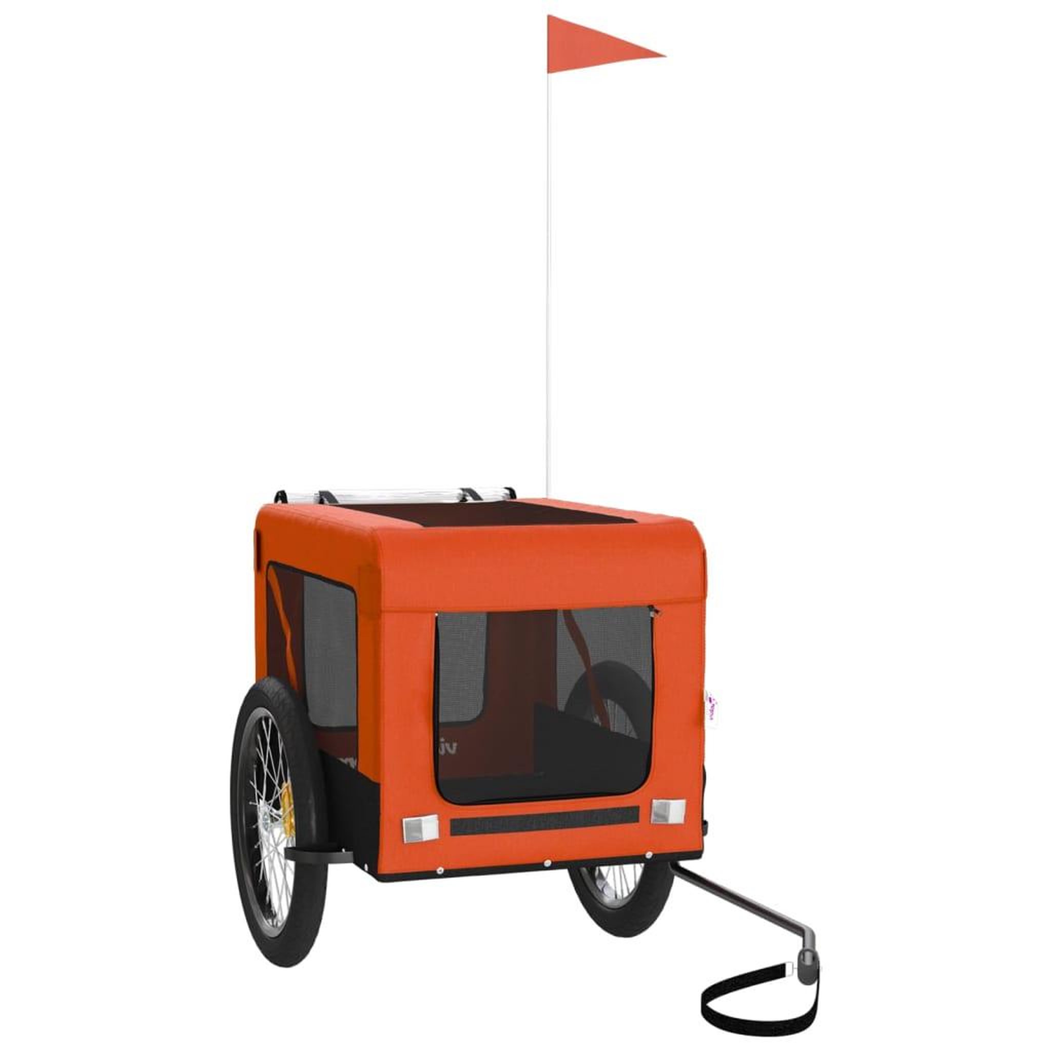Voir la diapositive 2 : VIDAXL Remorque de velo pour animaux de compagnie orange et noir