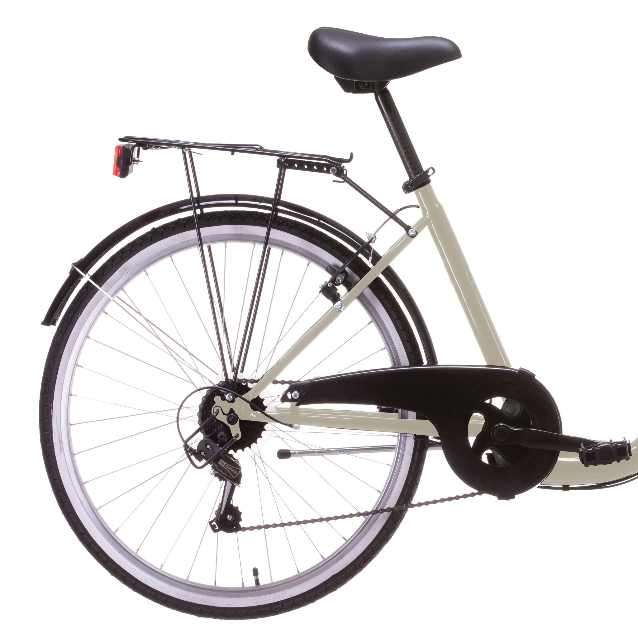Voir la diapositive 3 : Vélo Ville 26'' City - 6 Vitesses - poignée tournante - dérailleur Shimano T21 - cadre emjambement bas - équipement City complet