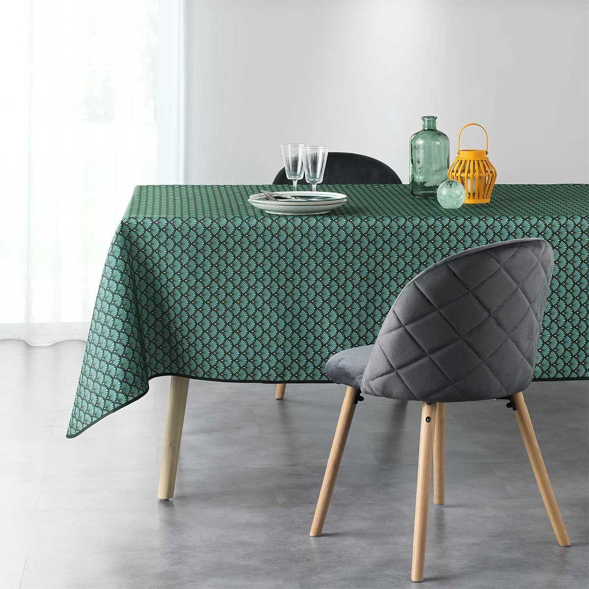 Voir la diapositive 2 : Douceur d'Intérieur Nappe imprimée  art chic  150x240cm vert