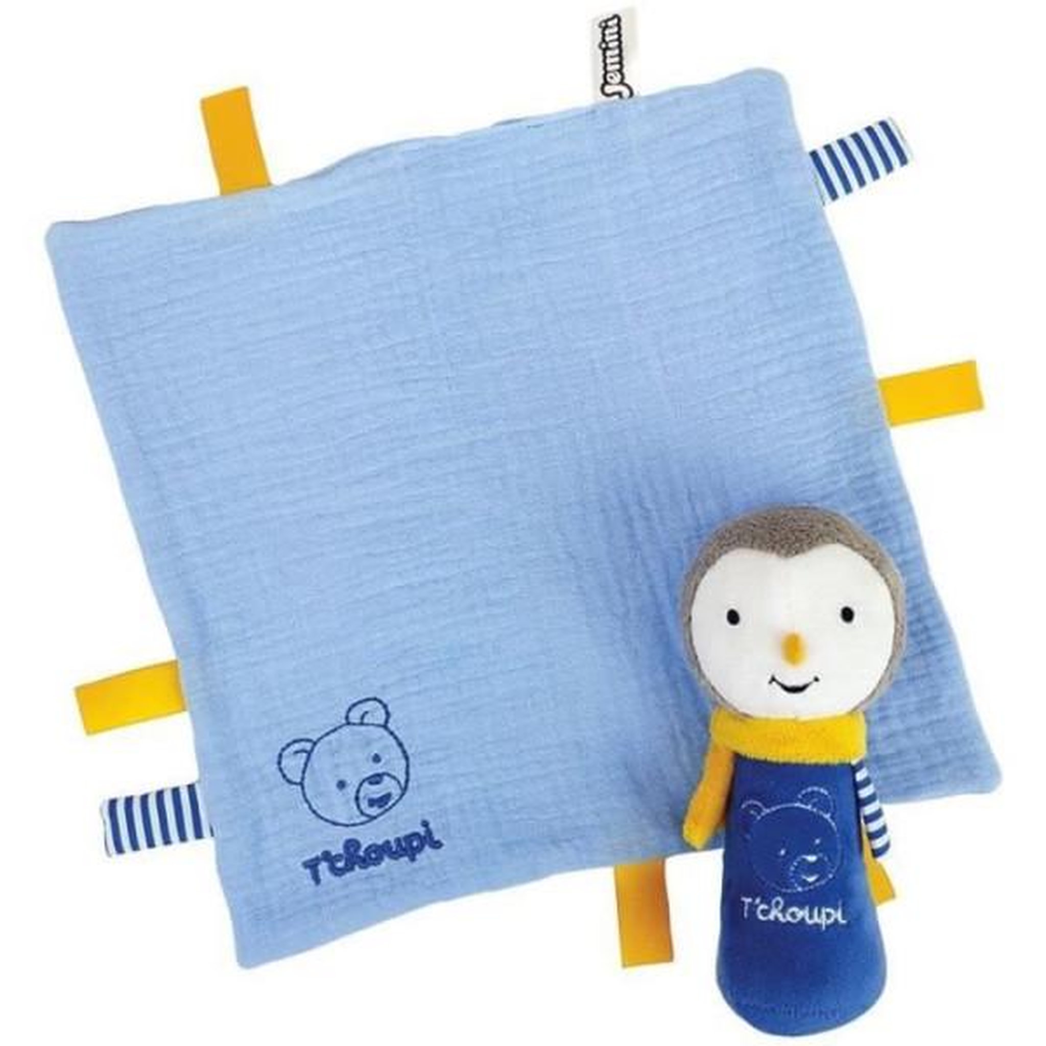 Voir la diapositive 2 : JEMINI T'choupi Baby Coffret Naissance avec Doudou et Peluche Hochet +/- 25 cm - JEMINI - Idéal pour un cadeau de naissance.