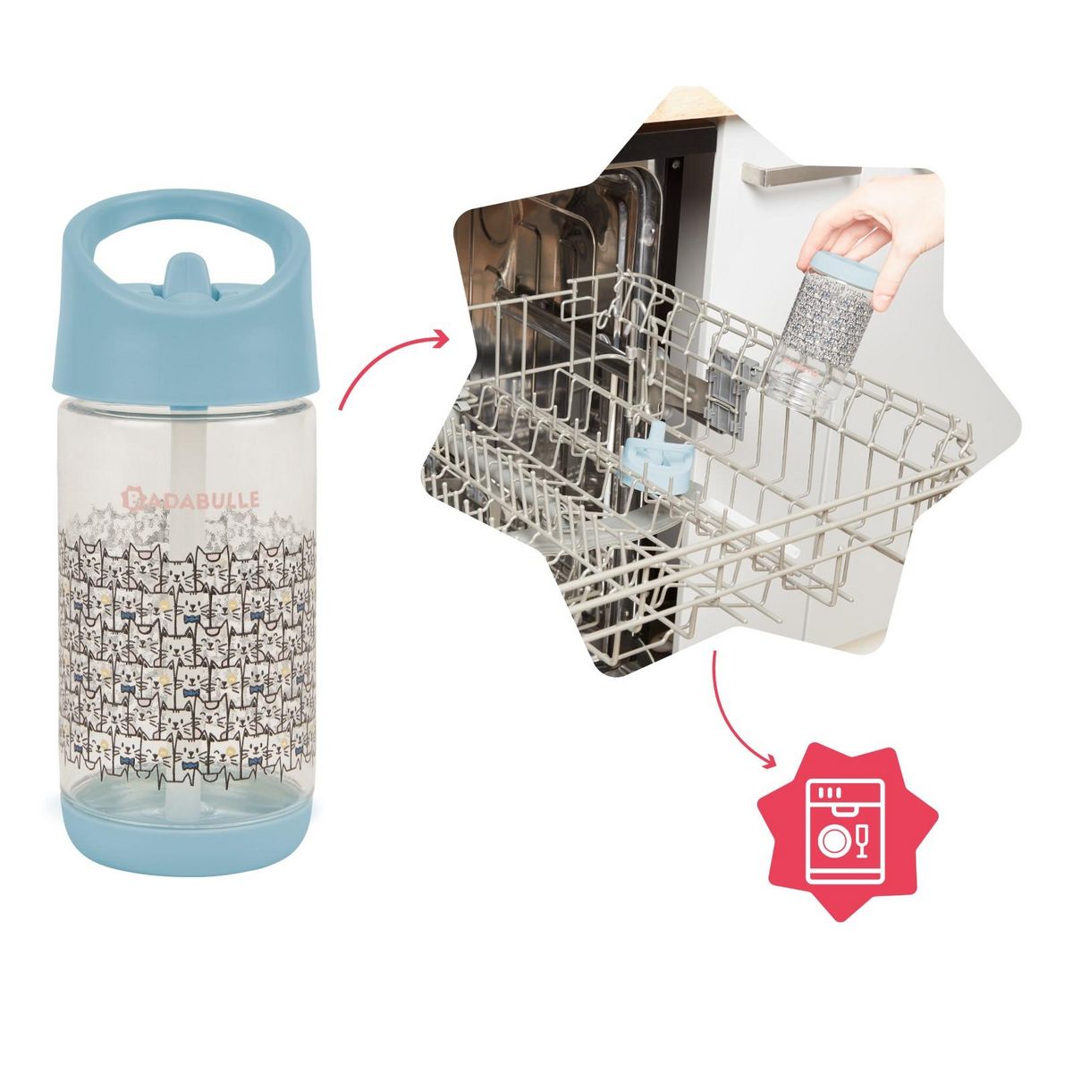 BADABULLE Gourde à paille pour enfant Badabulle - Anti-fuites - 12m+ - 350ml