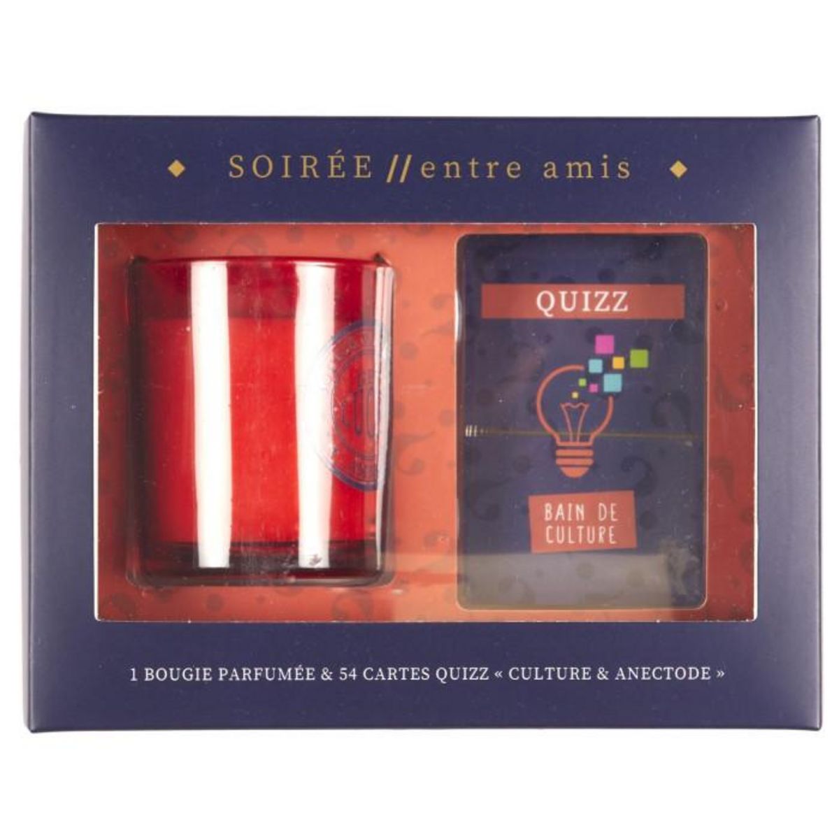 Paris Prix Coffret Bougie Parfumée & Cartes  Quizz  7cm Ambre
