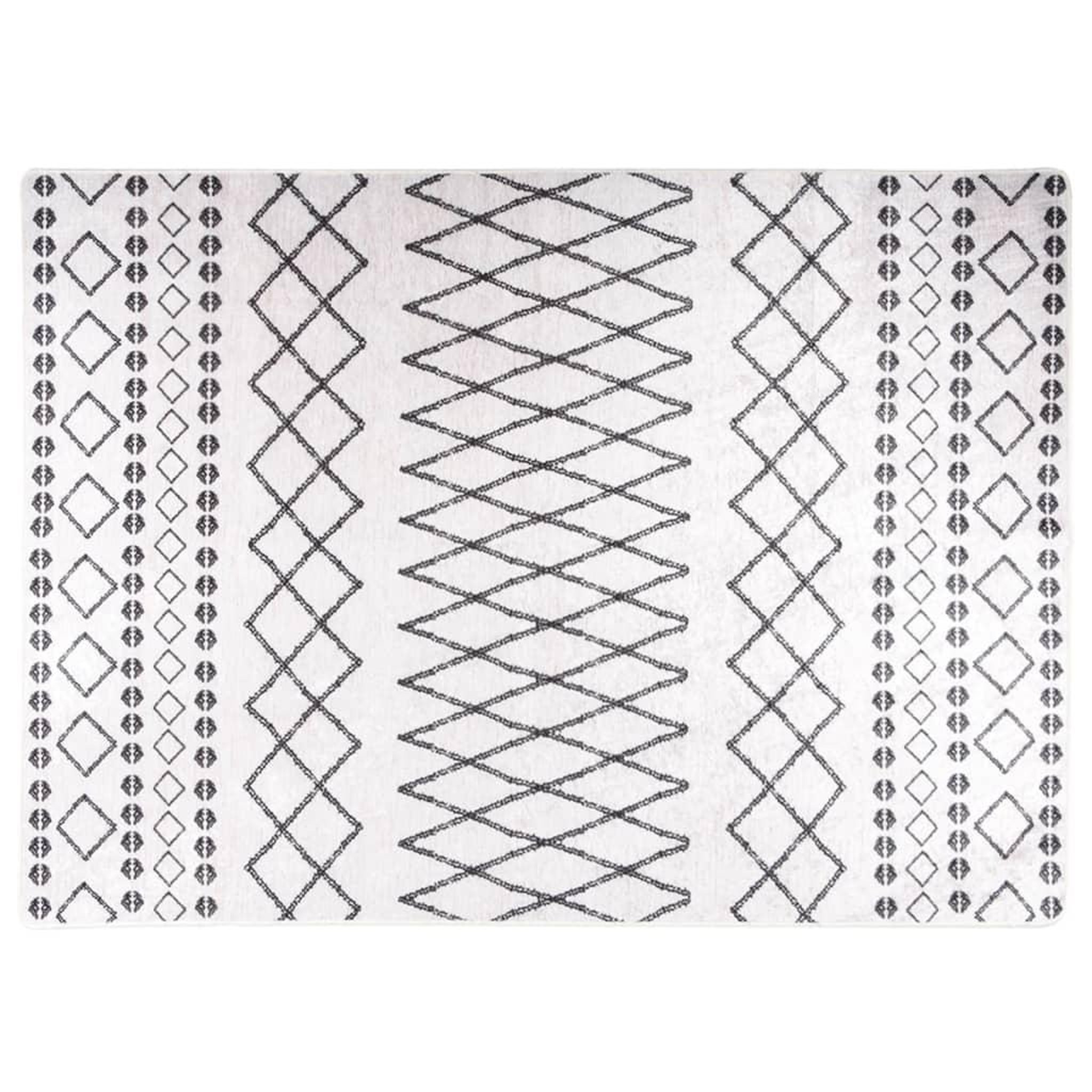 VIDAXL Tapis lavable antiderapant 120x180 cm noir et blanc