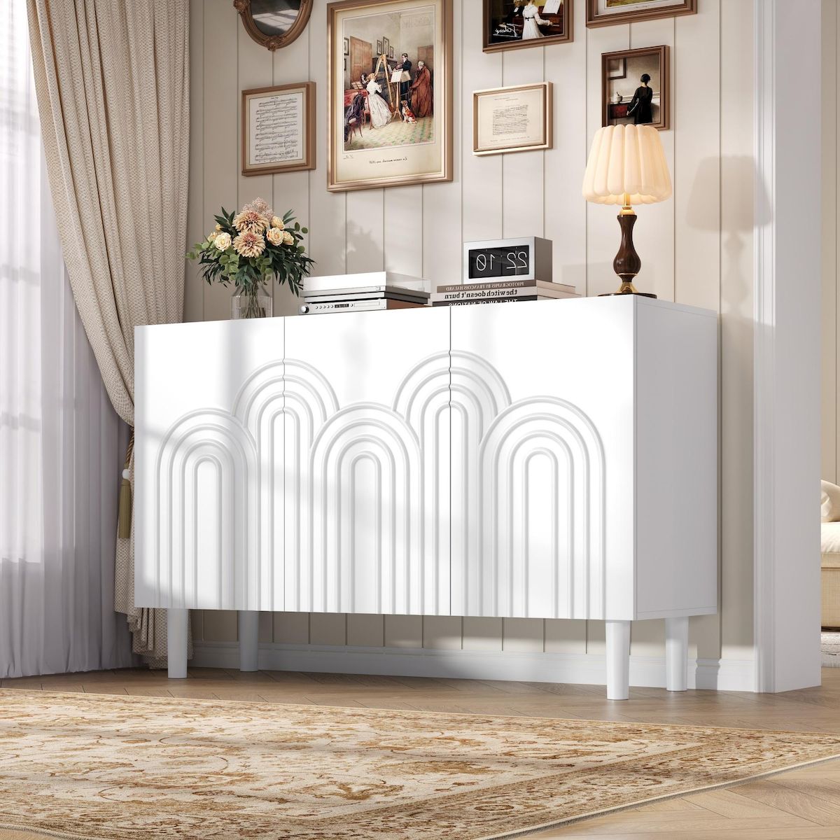 MERAX Buffet 3 porte(s) 0 tiroir(s) - 120 cm blanc mdf