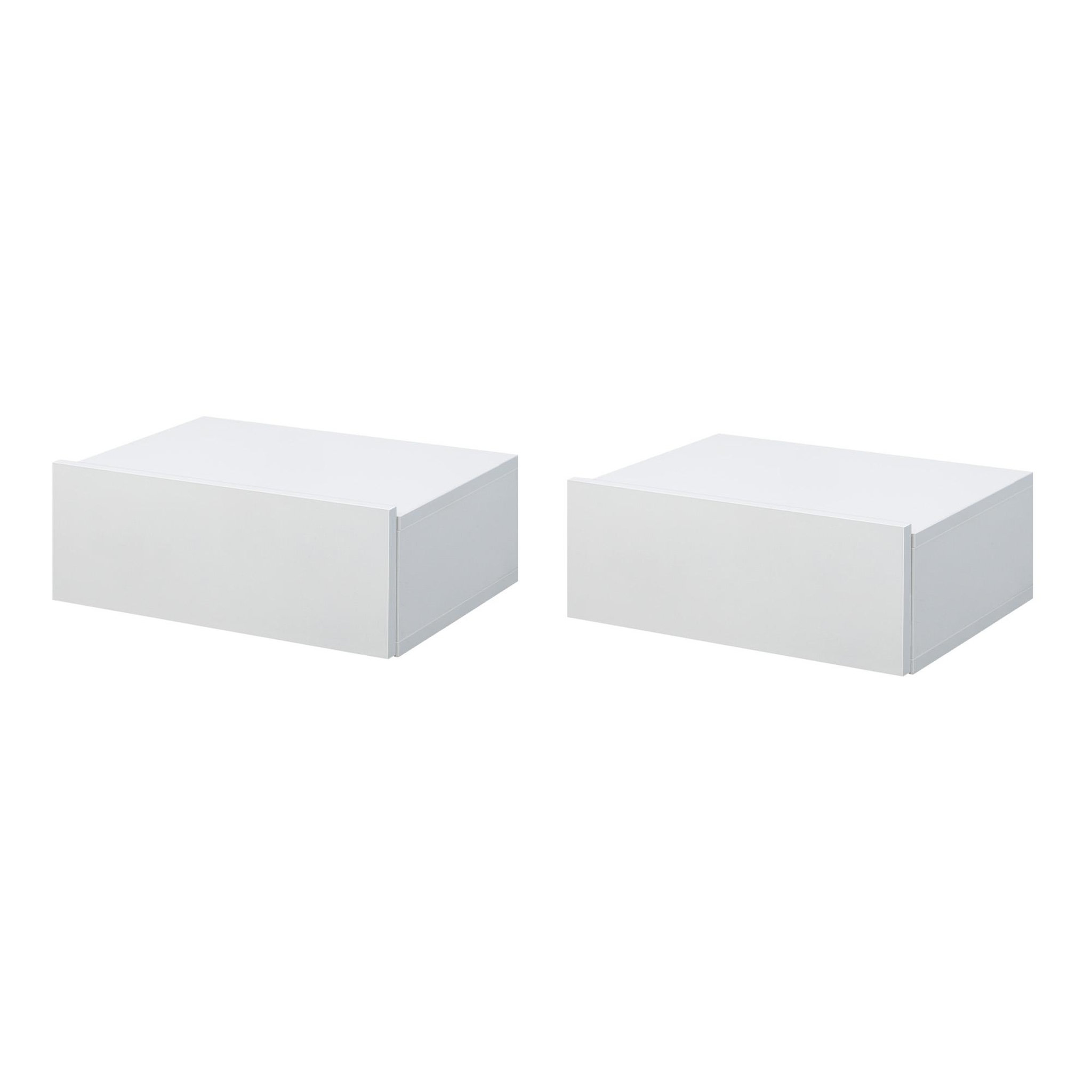 Voir la diapositive 2 : HOMCOM Lot de 2 tables de chevet murales - lot de 2 tables de nuit - tiroir coulissant, plateau - panneaux particules blanc