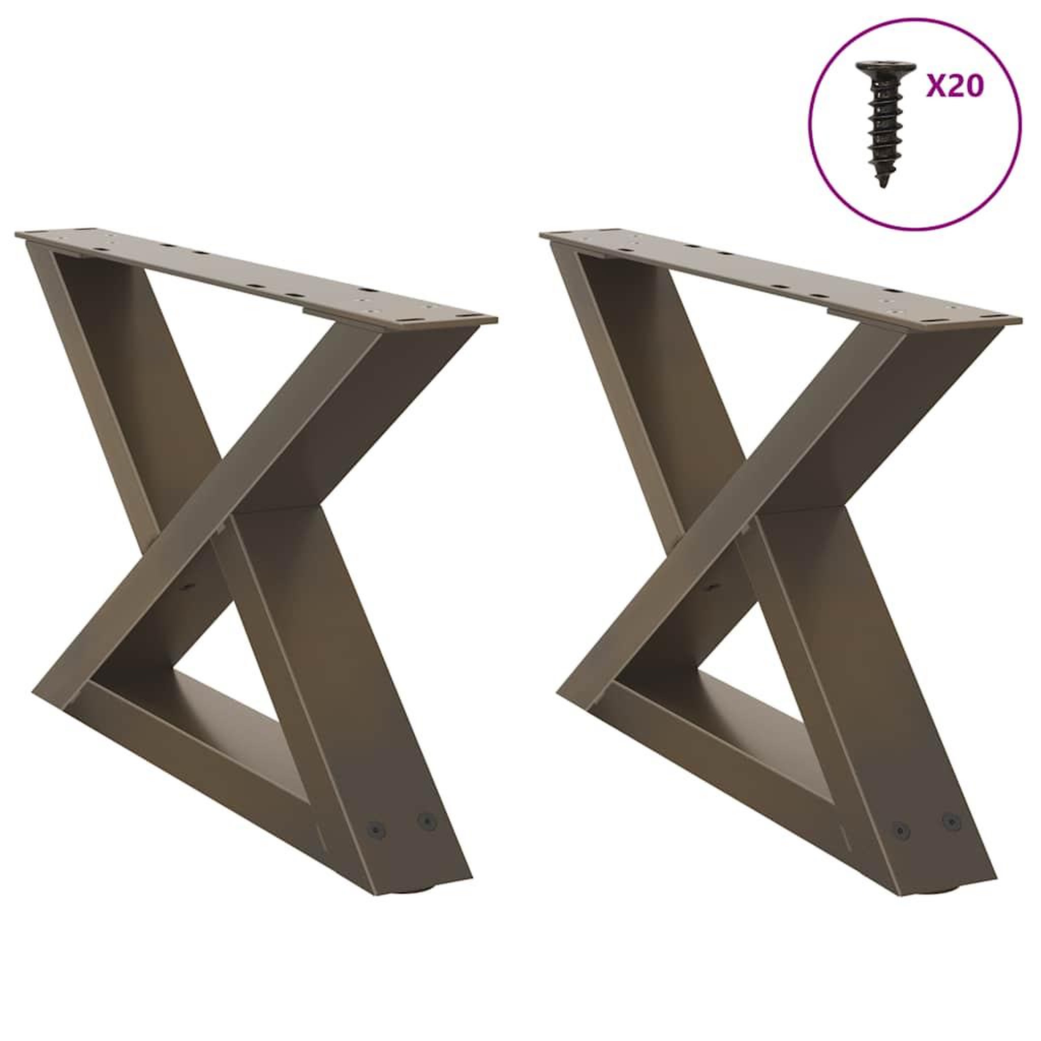 VIDAXL Pieds de table basse 2 pcs acier naturel 50x(30-31,3) cm acier