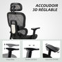 Voir la diapositive 5 : HOMCOM Fauteuil de bureau ergonomique grand confort entièrement réglable tissu maille noir