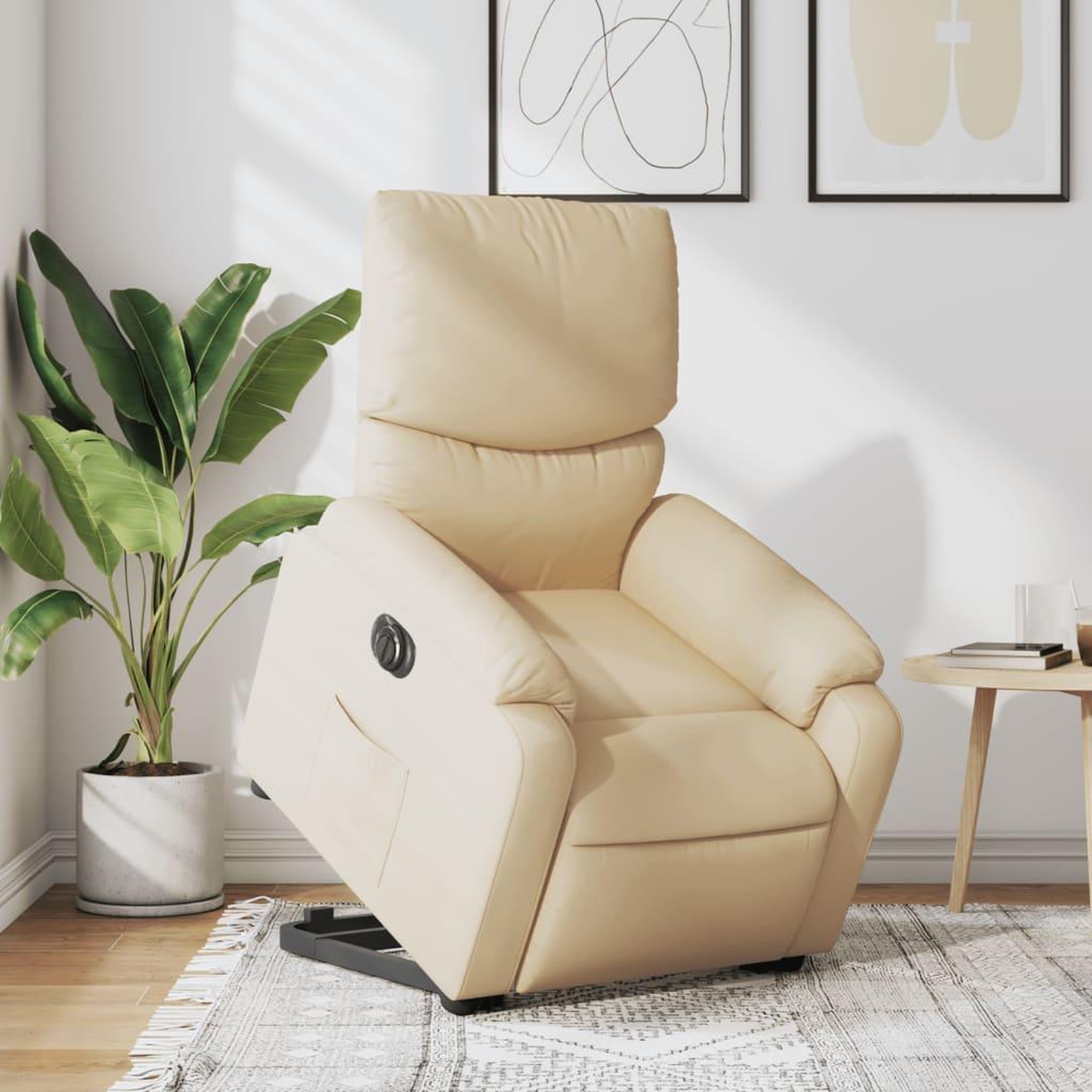 VIDAXL Fauteuil inclinable electrique creme tissu