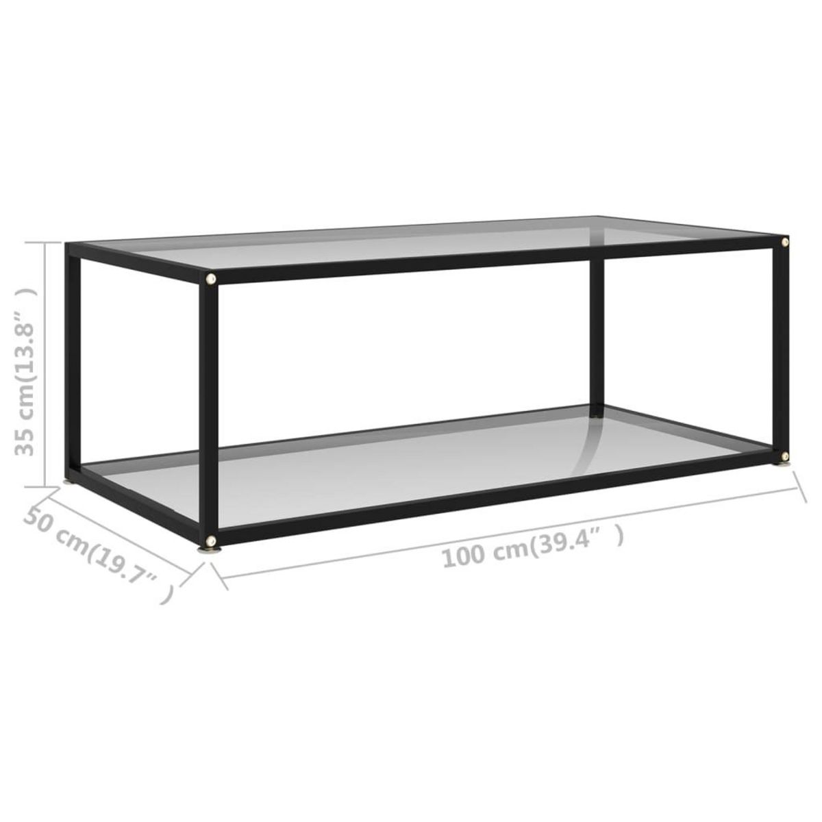 VIDAXL Table basse Transparent 100x50x35 cm Verre trempe