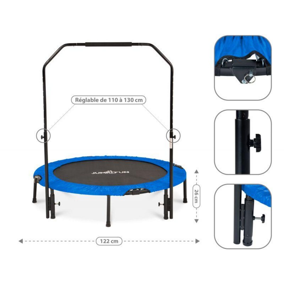 JUMP4FUN Mini Trampoline Fitness Jump4fun Pliable Double-Bar - Ø122cm