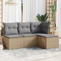 Voir la diapositive 1 : VIDAXL Salon de jardin avec coussins 4 pcs beige resine tressee