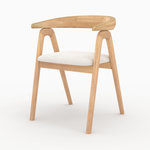 MAISON PAVANE Chaise en bois d'hévéa clair et tissu bouclé crème-Hawa