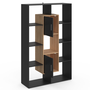 Voir la diapositive 4 : ID MARKET Etagère bibliothèque COLETTE avec 11 compartiments et 2 cases noir et effet bois 143 cm