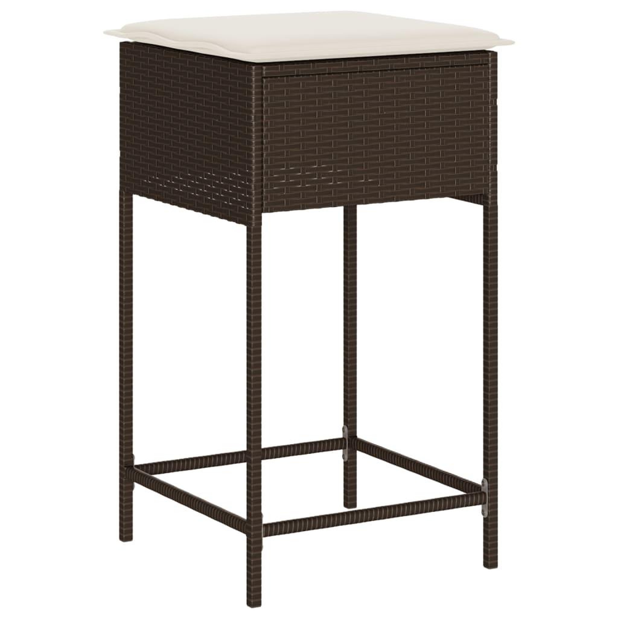 Voir la diapositive 4 : VIDAXL Ensemble de bar de jardin 3 pcs et coussins brun resine tressee