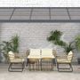 Voir la diapositive 4 : OUTSUNNY Ensemble salon de jardin 4 places 5 pièces avec coussins style bohème chic