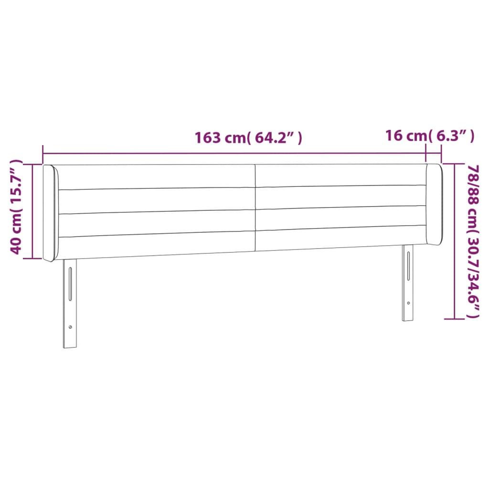 Voir la diapositive 6 : VIDAXL Tete de lit avec oreilles Gris fonce 163x16x78/88 cm Velours