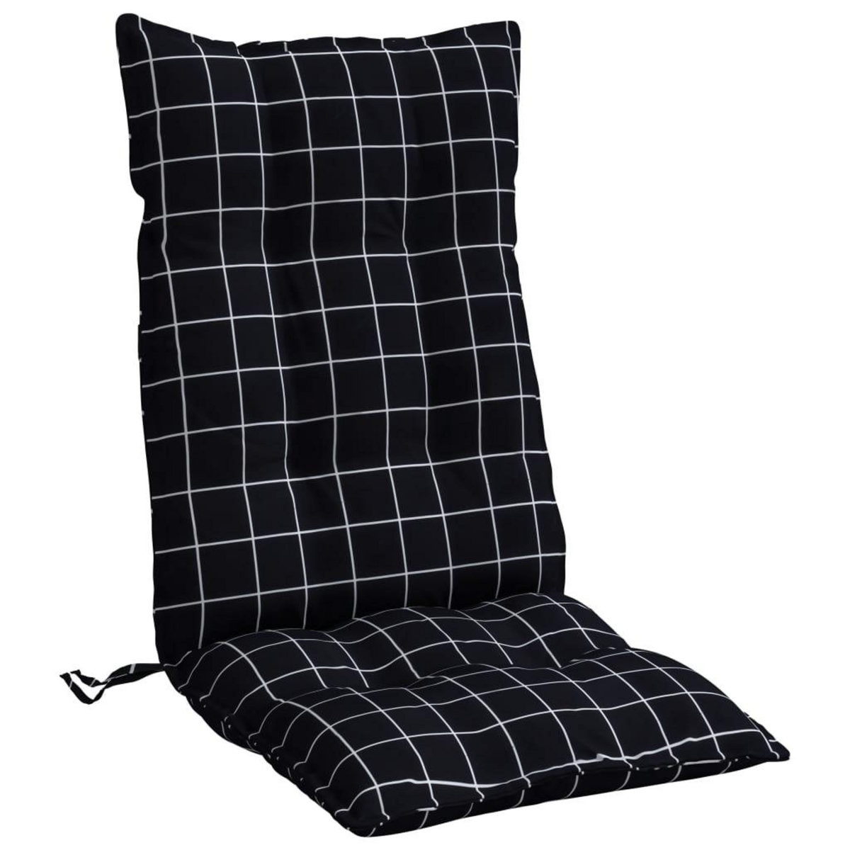 VIDAXL Coussins de chaise a dossier haut lot de 4 motif carreaux noir