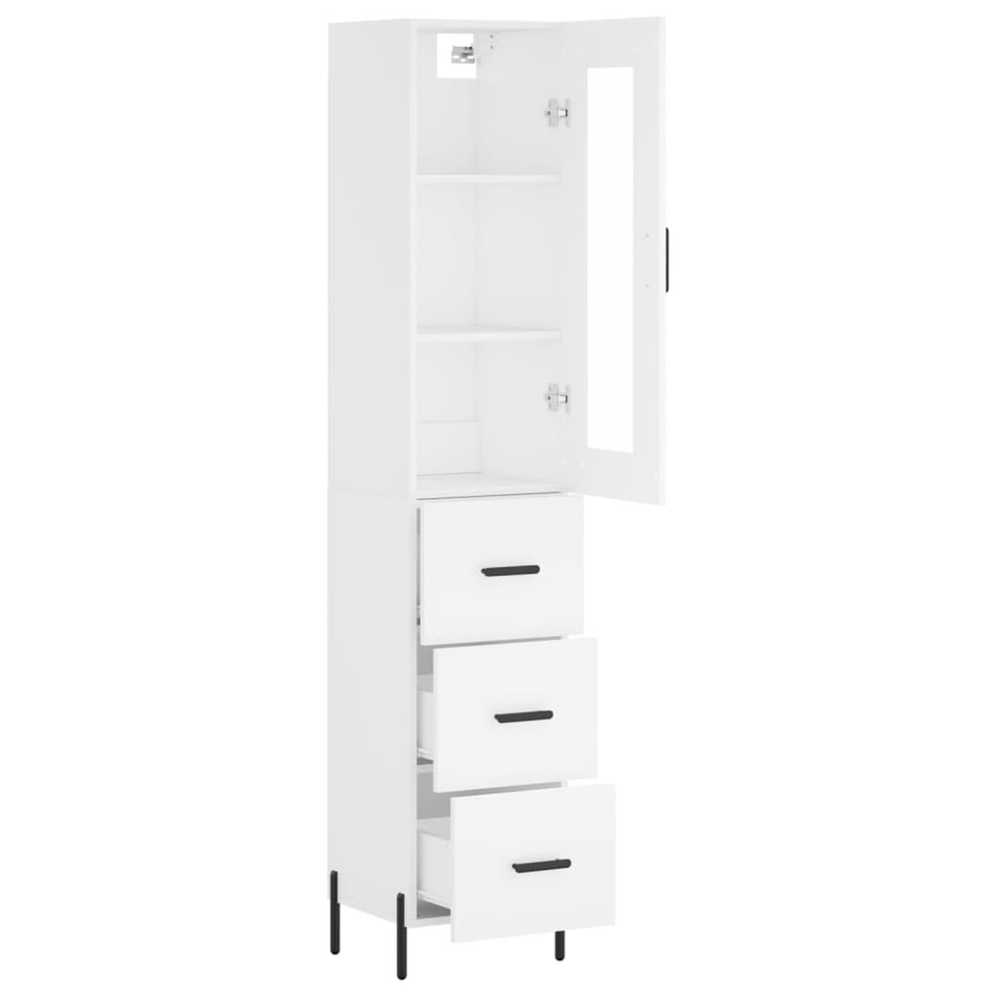 Voir la diapositive 4 : VIDAXL Buffet haut Blanc 34,5x34x180 cm Bois d'ingenierie