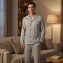 Voir la diapositive 2 : OZABI Pyjama Homme Long Boutonne Col Chemise Ultra Doux