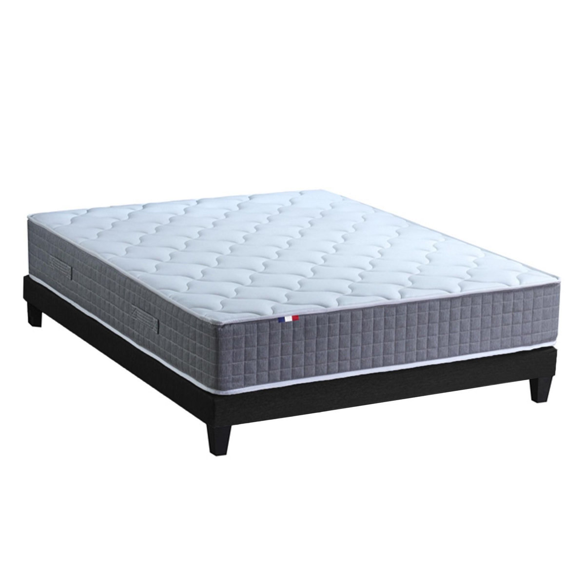 IDLITERIE Ensemble Matelas Ressort 7 zones H.28cm + Sommier Fabriqué en France MAX 160 x 200