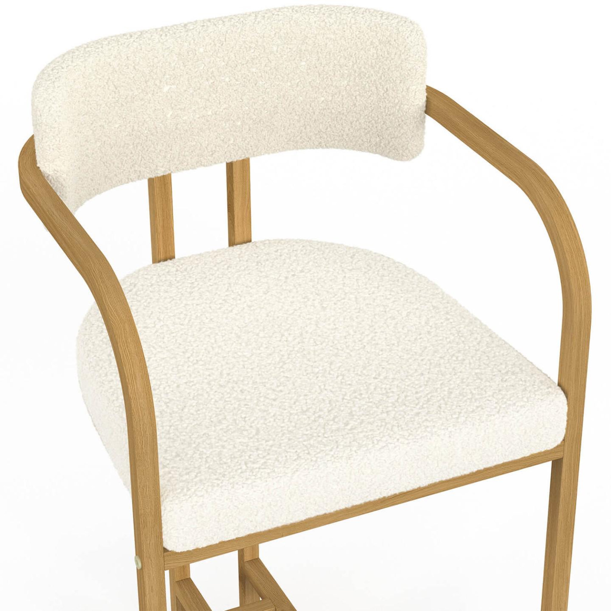 Voir la diapositive 6 : ID MARKET Lot de 4 tabourets de bar ESMA en métal effet bois et tissu bouclette avec accoudoirs