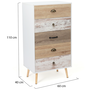 Voir la diapositive 5 : ID MARKET Chiffonnier 5 tiroirs BAHIA 60 cm scandinave commode semainier