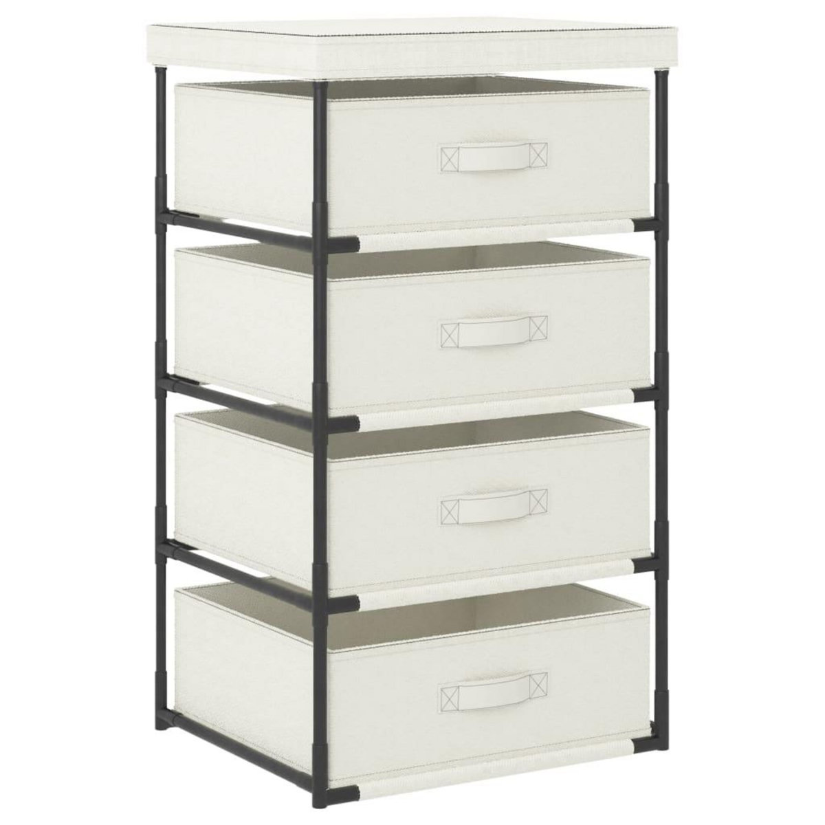 VIDAXL Etagere de rangement avec 4 paniers en tissu Acier Creme