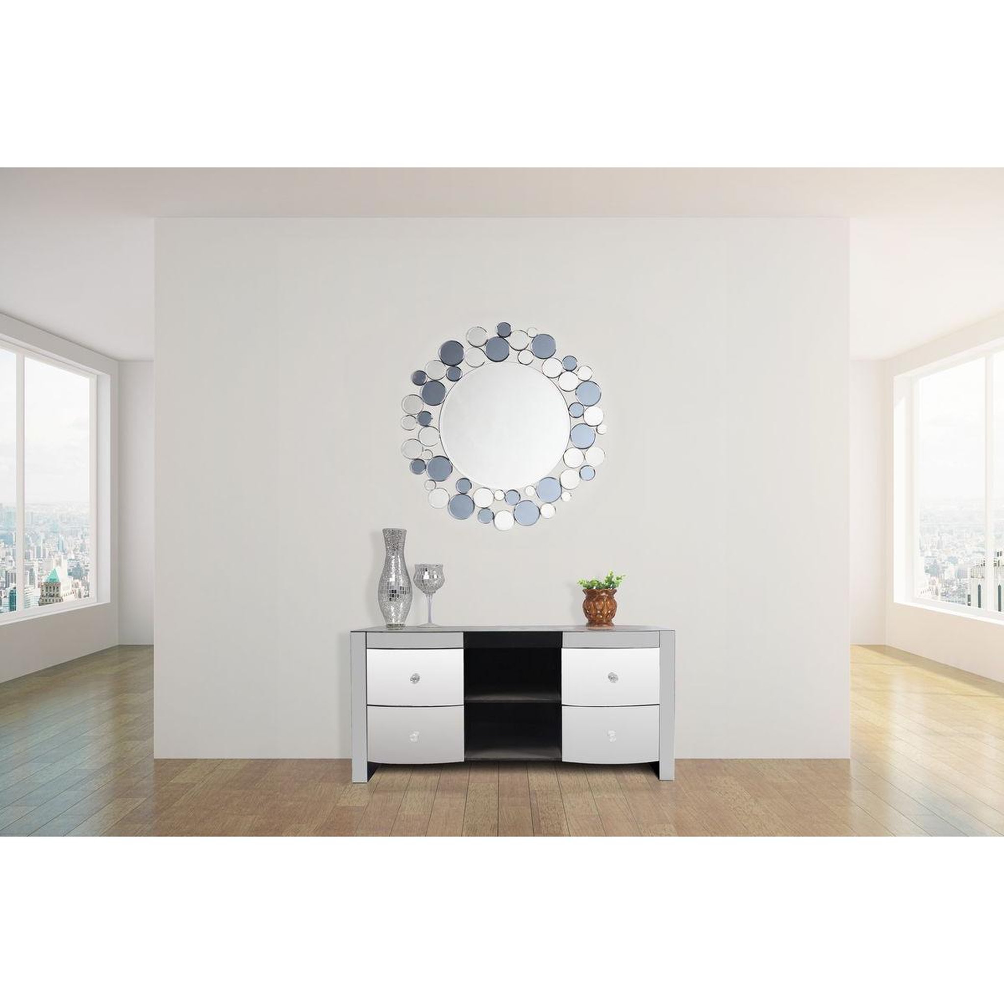 Voir la diapositive 3 : Paris Prix Miroir Mural Design  Bubble  80cm Gris & Argent