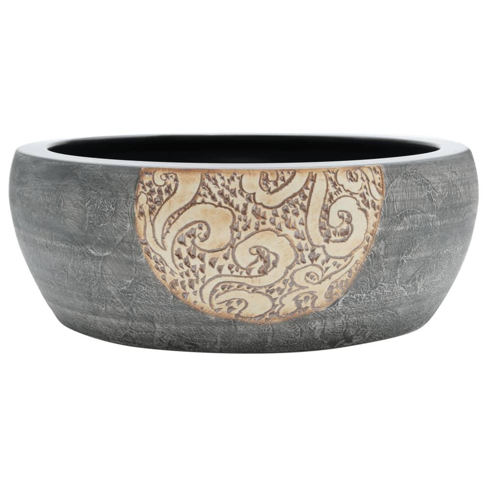 Voir la diapositive 2 : VIDAXL Vasque a poser noir et marron rond Φ41x14 cm ceramique