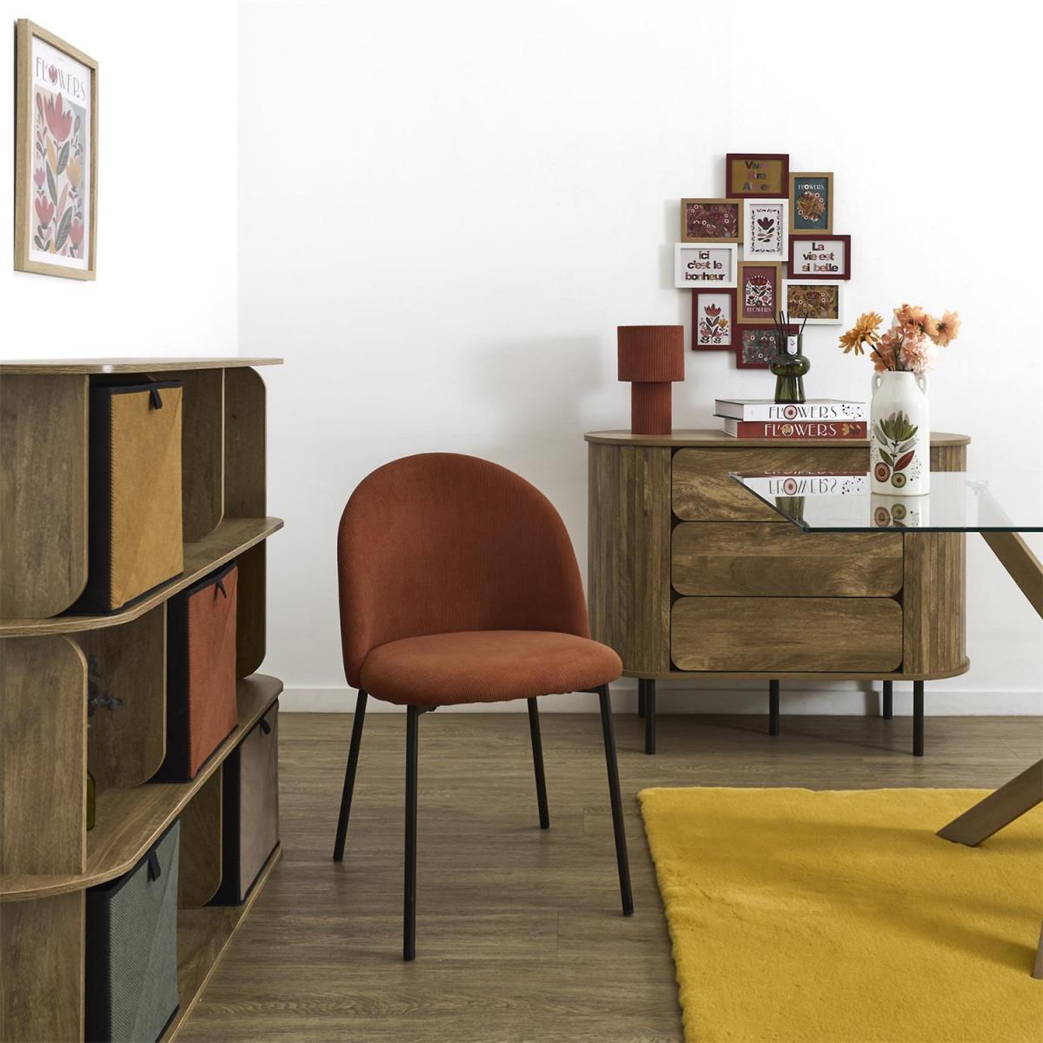 Voir la diapositive 6 : The Home Deco Factory Lot de 4 chaises côtelées arches  jules  78cm terracotta