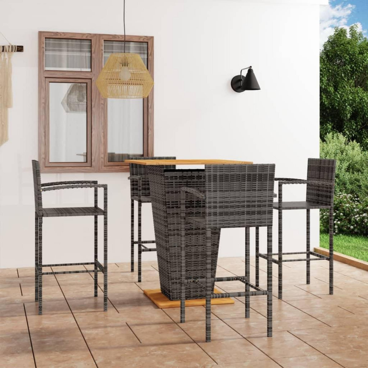 VIDAXL Ensemble de bar de jardin 5 pcs Gris