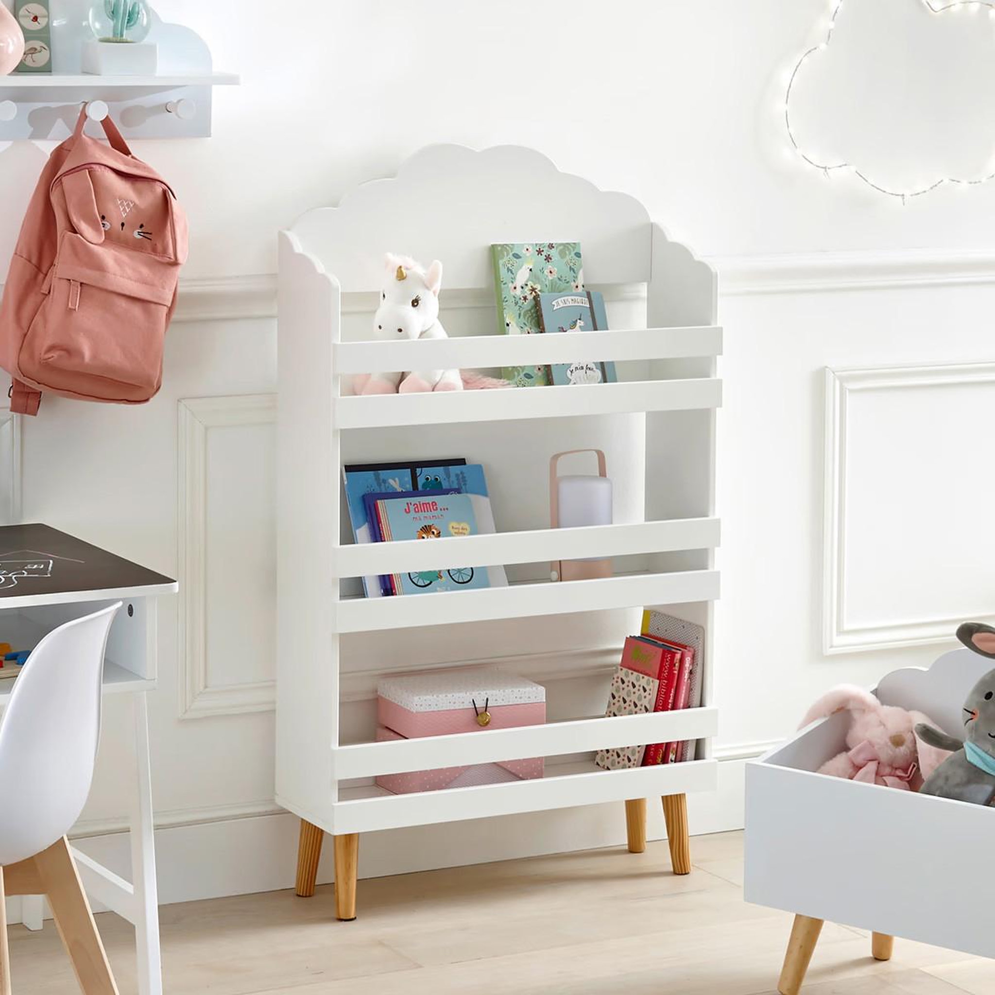 Voir la diapositive 2 : Atmosphera Kids Bibliothèque 3 niveaux  nuage  100cm blanc