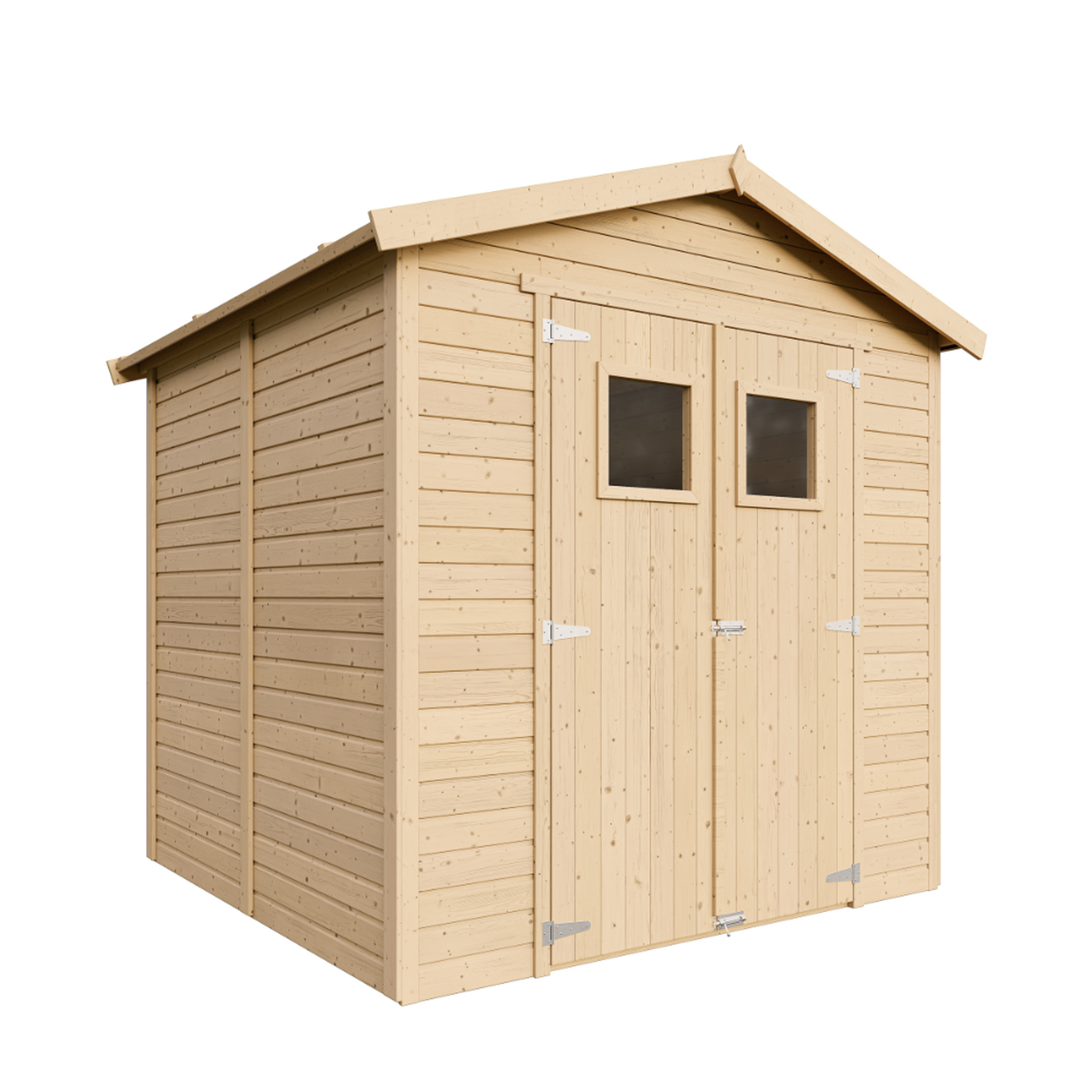 TIMBELA Abri de jardin en bois naturel stockage extérieur avec fenêtres h228x222x233 cm/4,2 m² m351