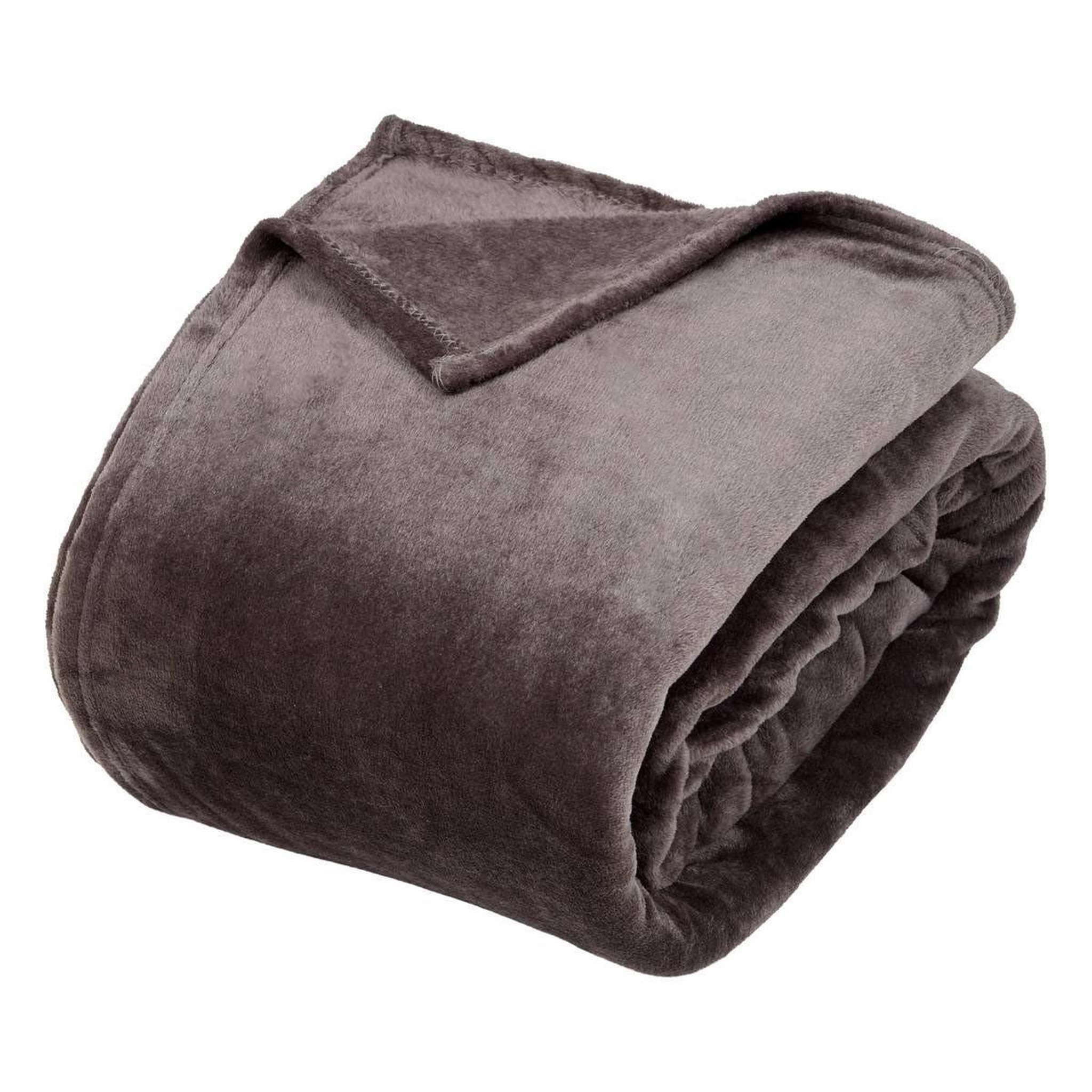 ATMOSPHERA Plaid en flanelle uni  ollis  240x260cm gris foncé