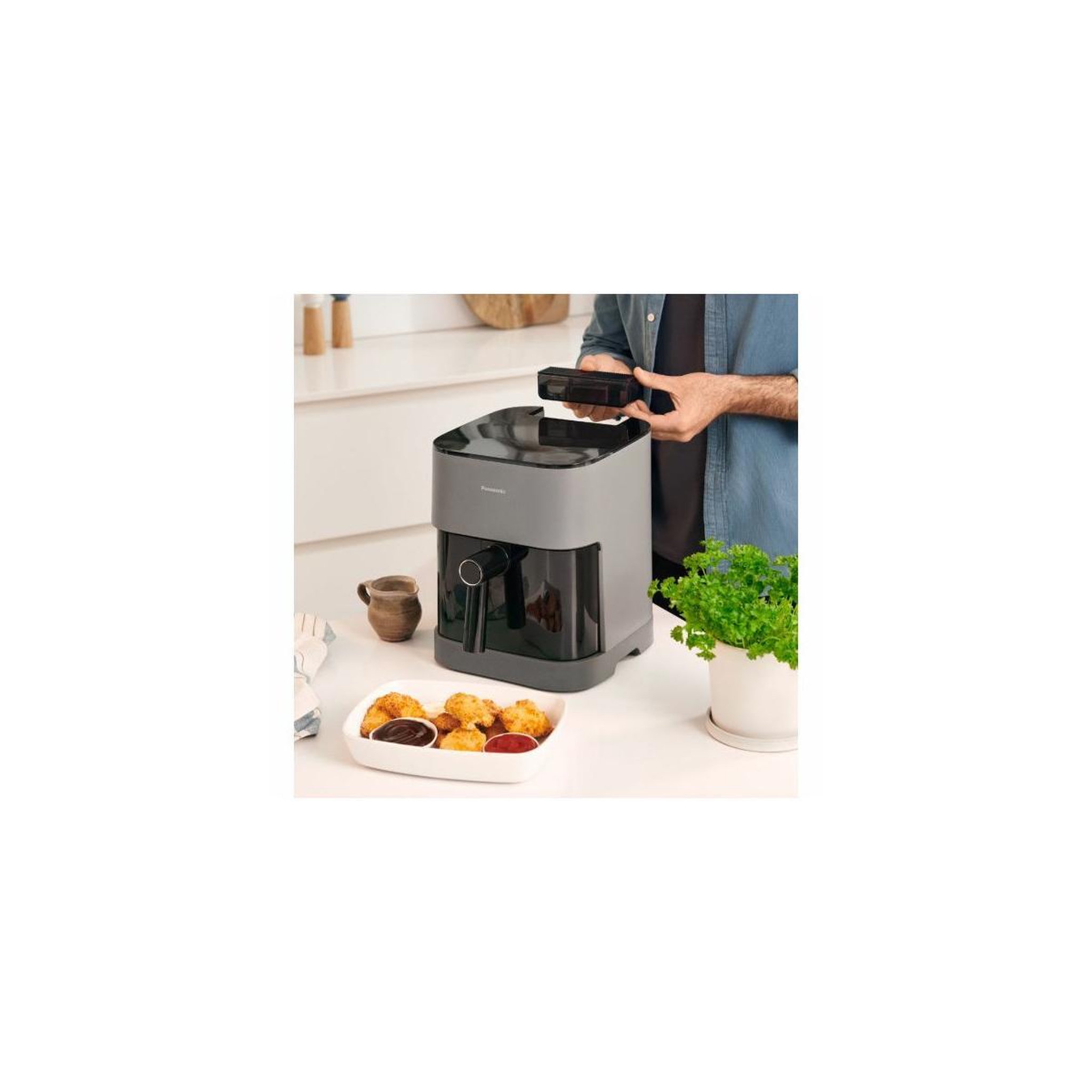 Voir la diapositive 3 : PANASONIC Friteuse simple Panasonic NF-CC500SXE 5 L Friteuse à air chaud indépendante 1450 W Gris