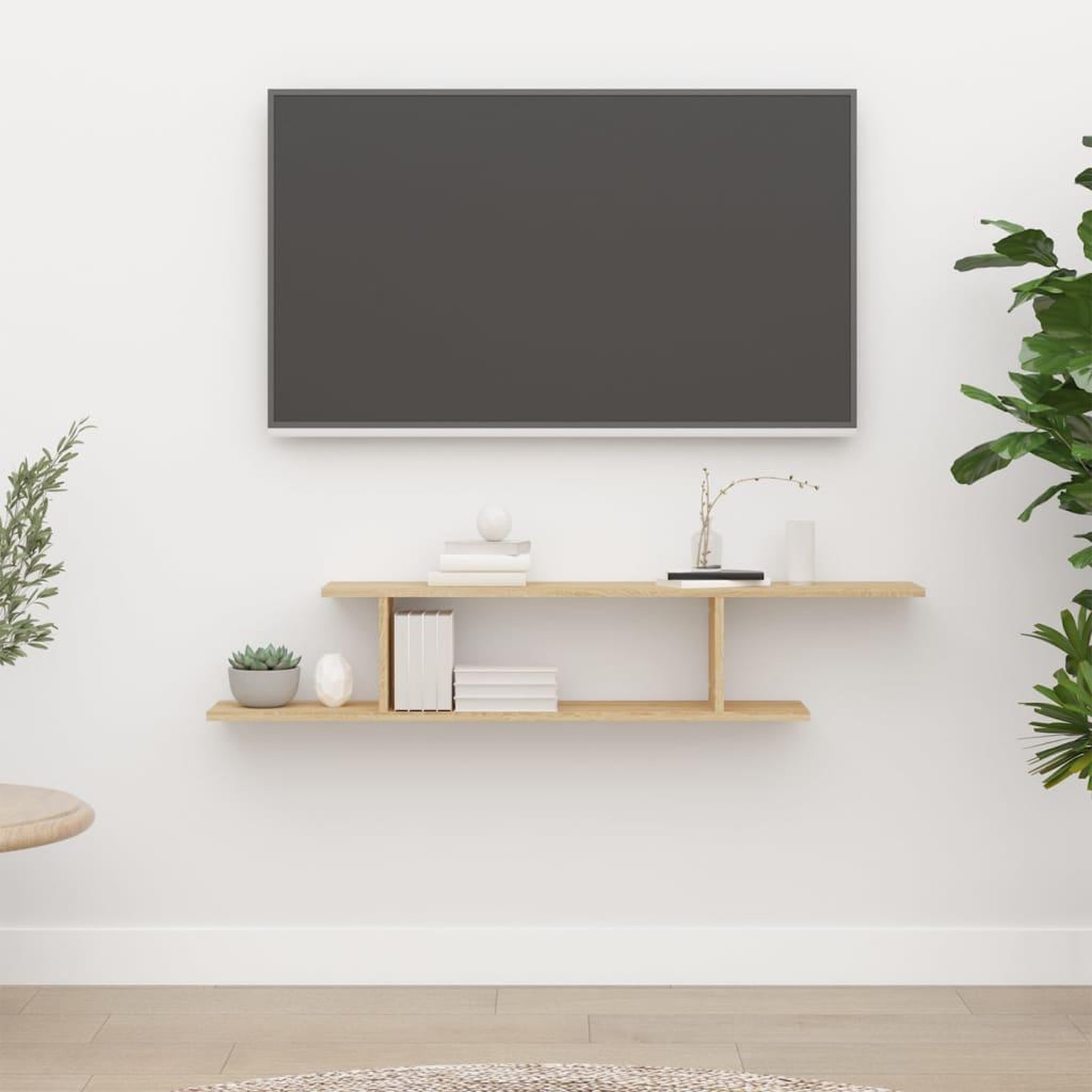 VIDAXL Etagere TV murale Chene Sonoma 125x18x23 cm Bois d'ingenierie