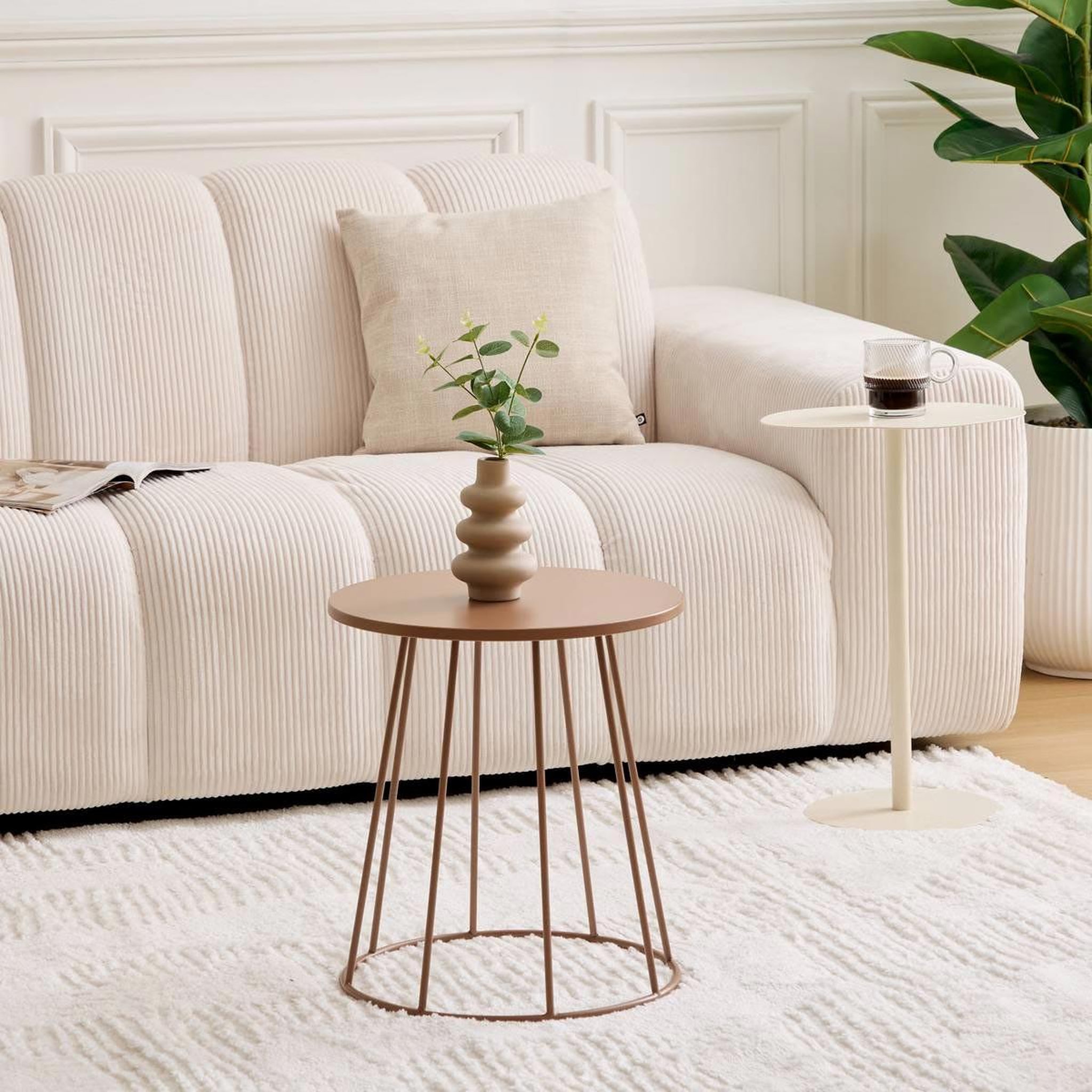 Voir la diapositive 2 : ATMOSPHERA Table d'appoint en métal  latte  38cm terracotta