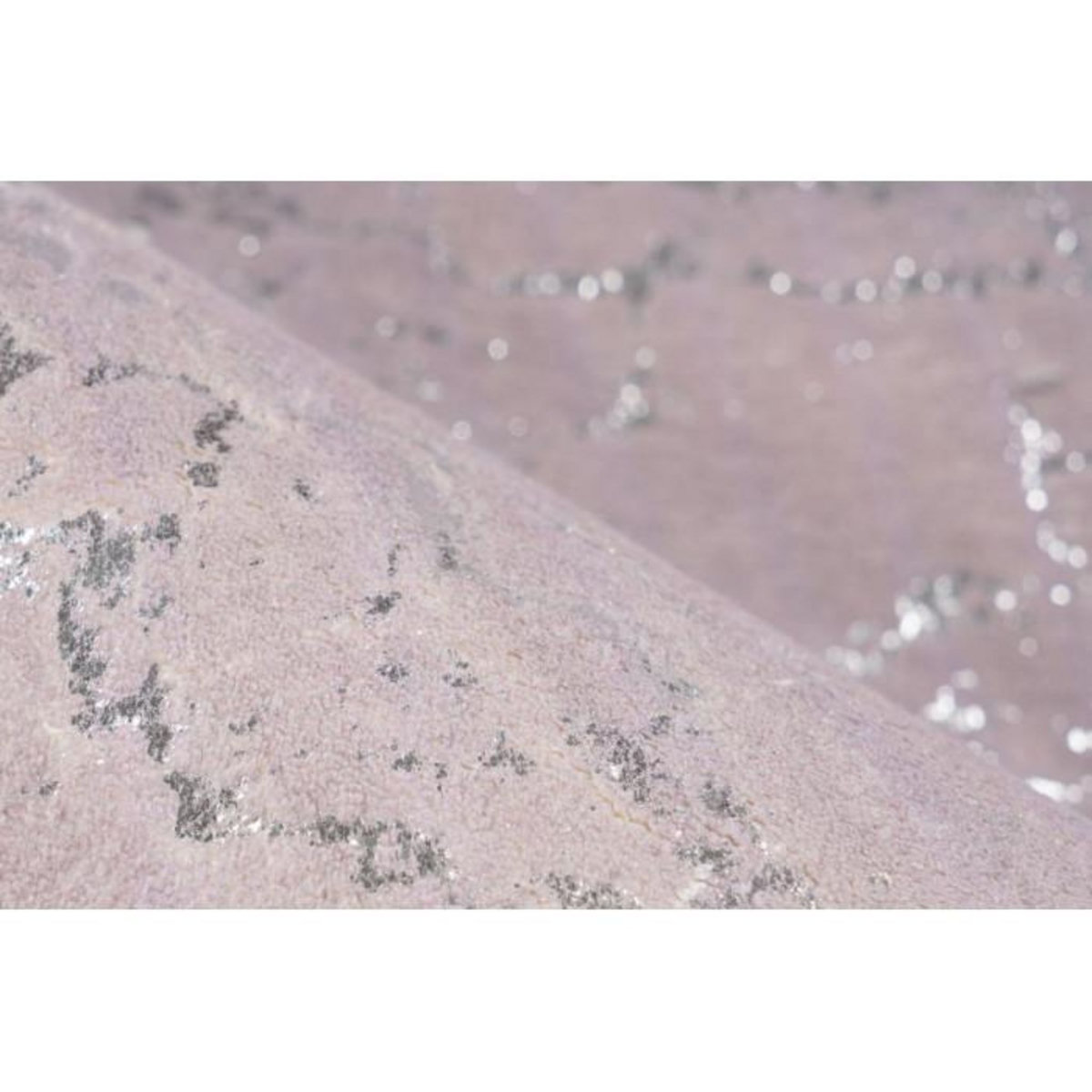 Paris Prix Tapis Marbré à Poils Longs  Bijou  Taupe & Argent