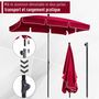 Voir la diapositive 5 : OUTSUNNY Parasol rectangulaire inclinable alu acier polyester haute densité diamètre 2 m rouge