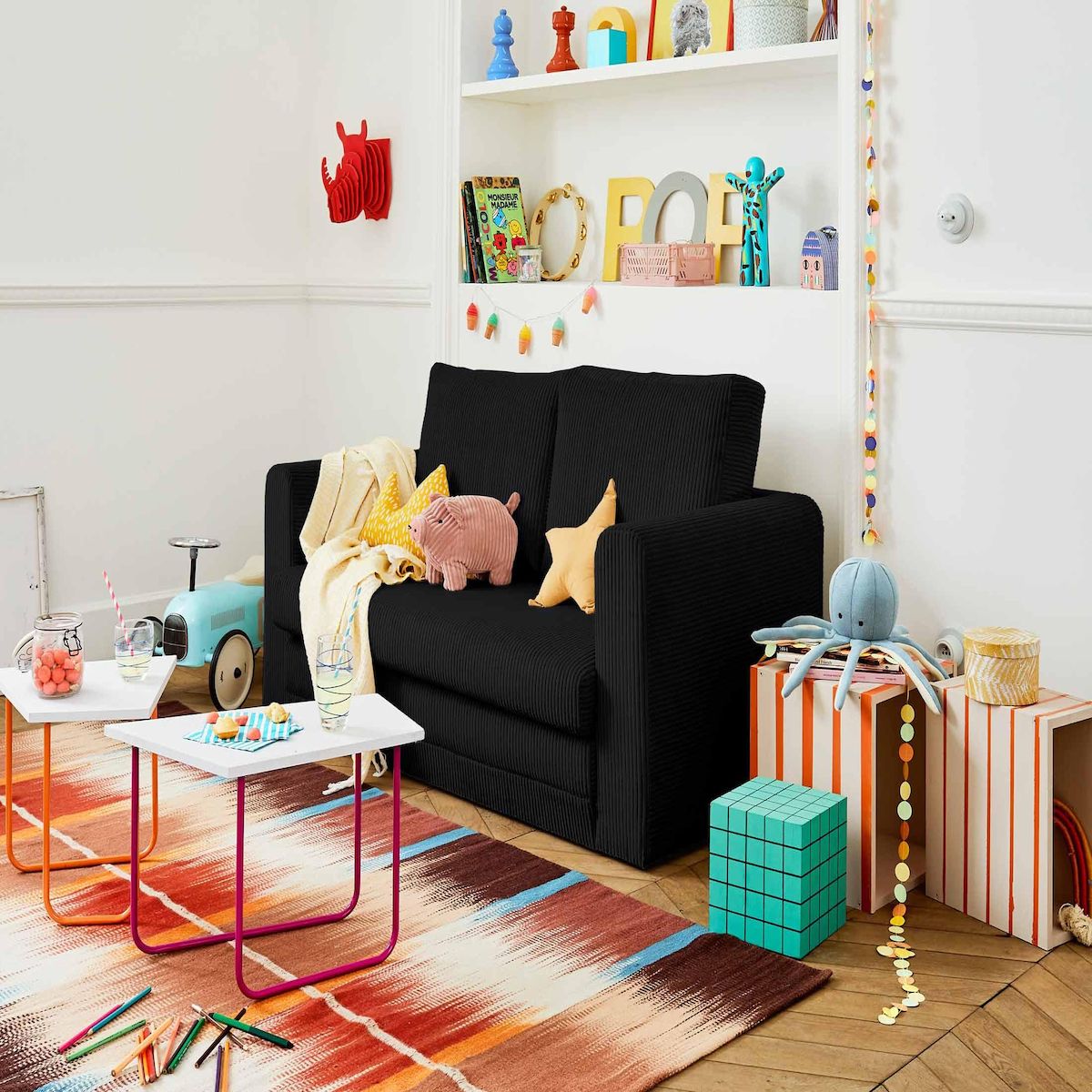 BEST MOBILIER Marilia - canapé 2 places - convertible déplimousse - en velours côtelé